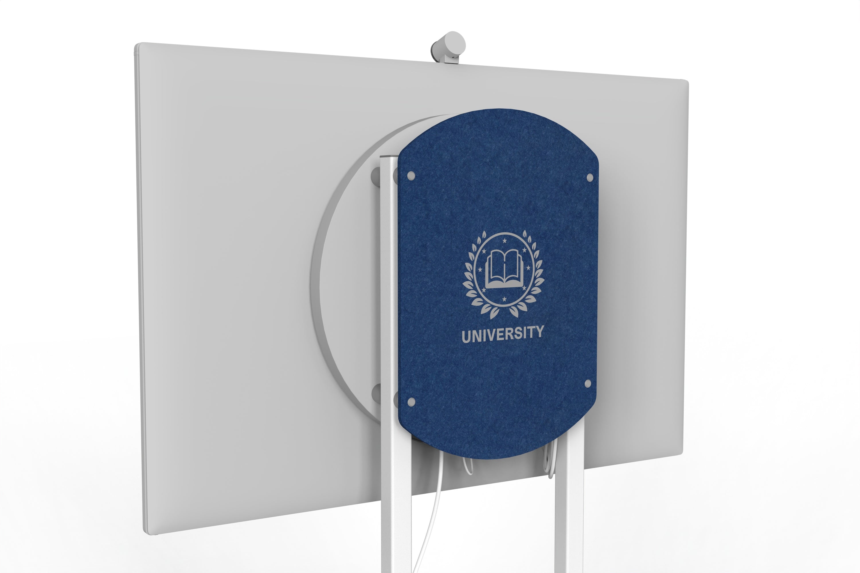 Heckler Rolling Stand for Surface Hub 3 with custom logo in Admiral finish.