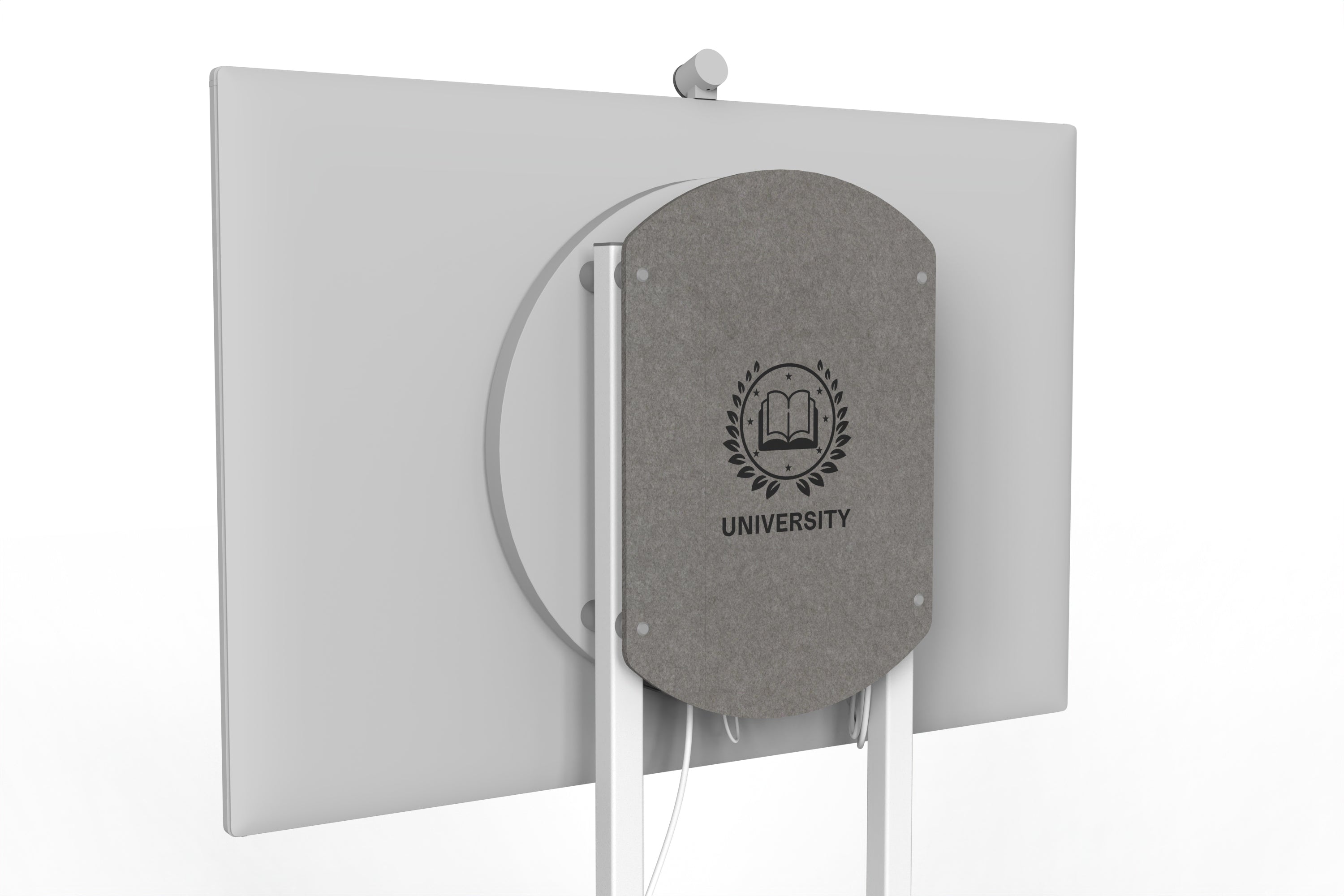 Heckler Rolling Stand for Surface Hub 3 with custom logo in Ash finish.