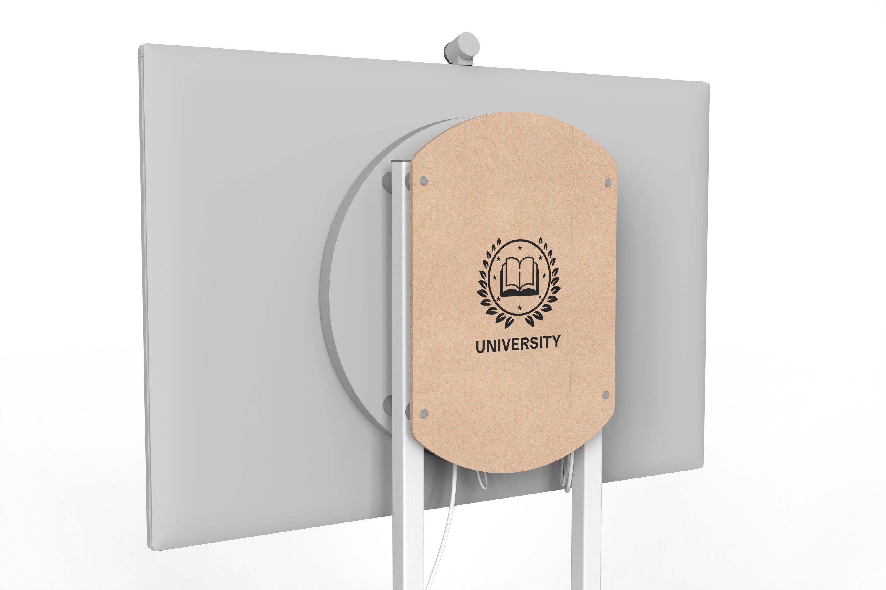 Heckler Rolling Stand for Surface Hub 3 with custom logo in Cashmere finish.