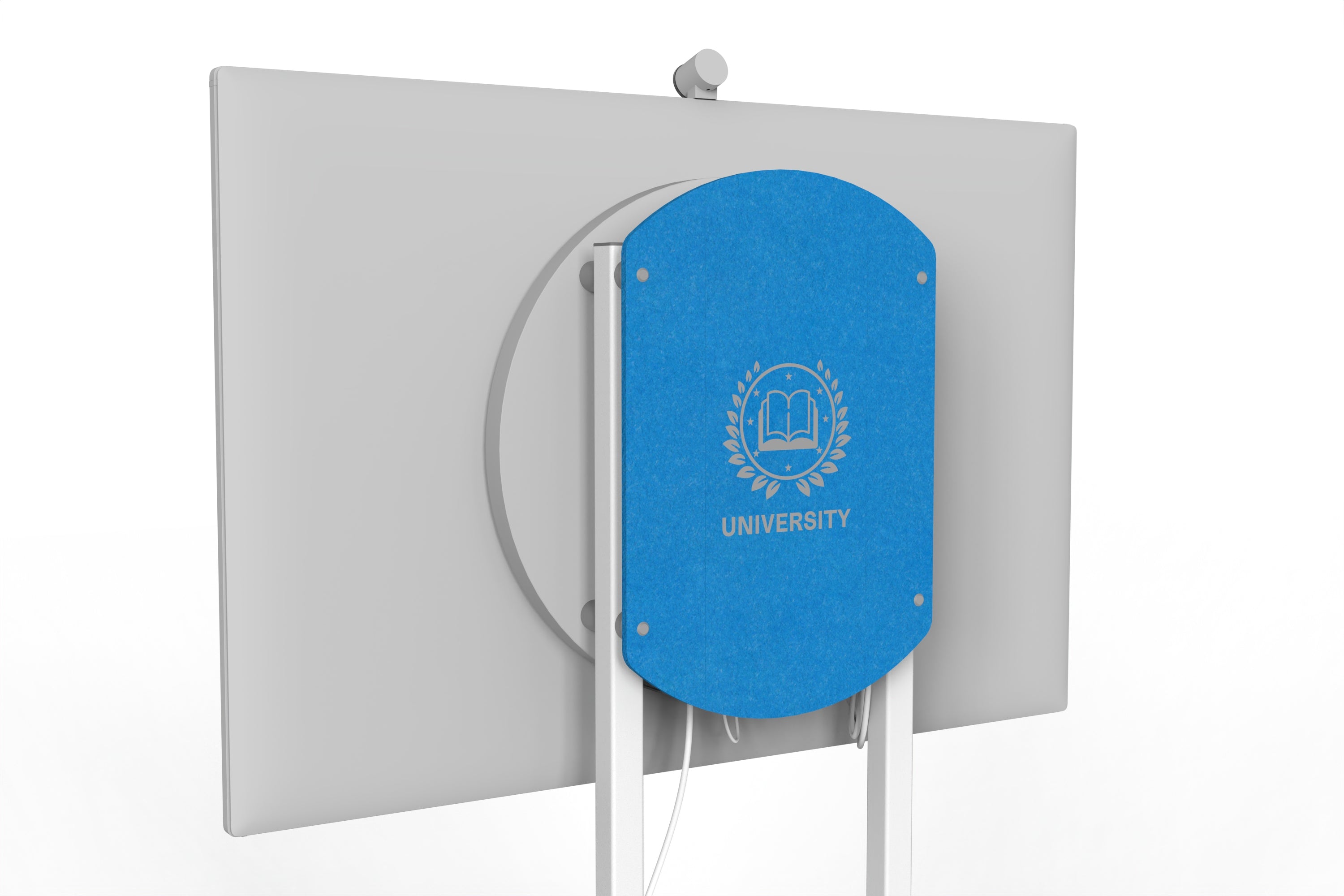 Heckler Rolling Stand for Surface Hub 3 with custom logo in Cayman finish.
