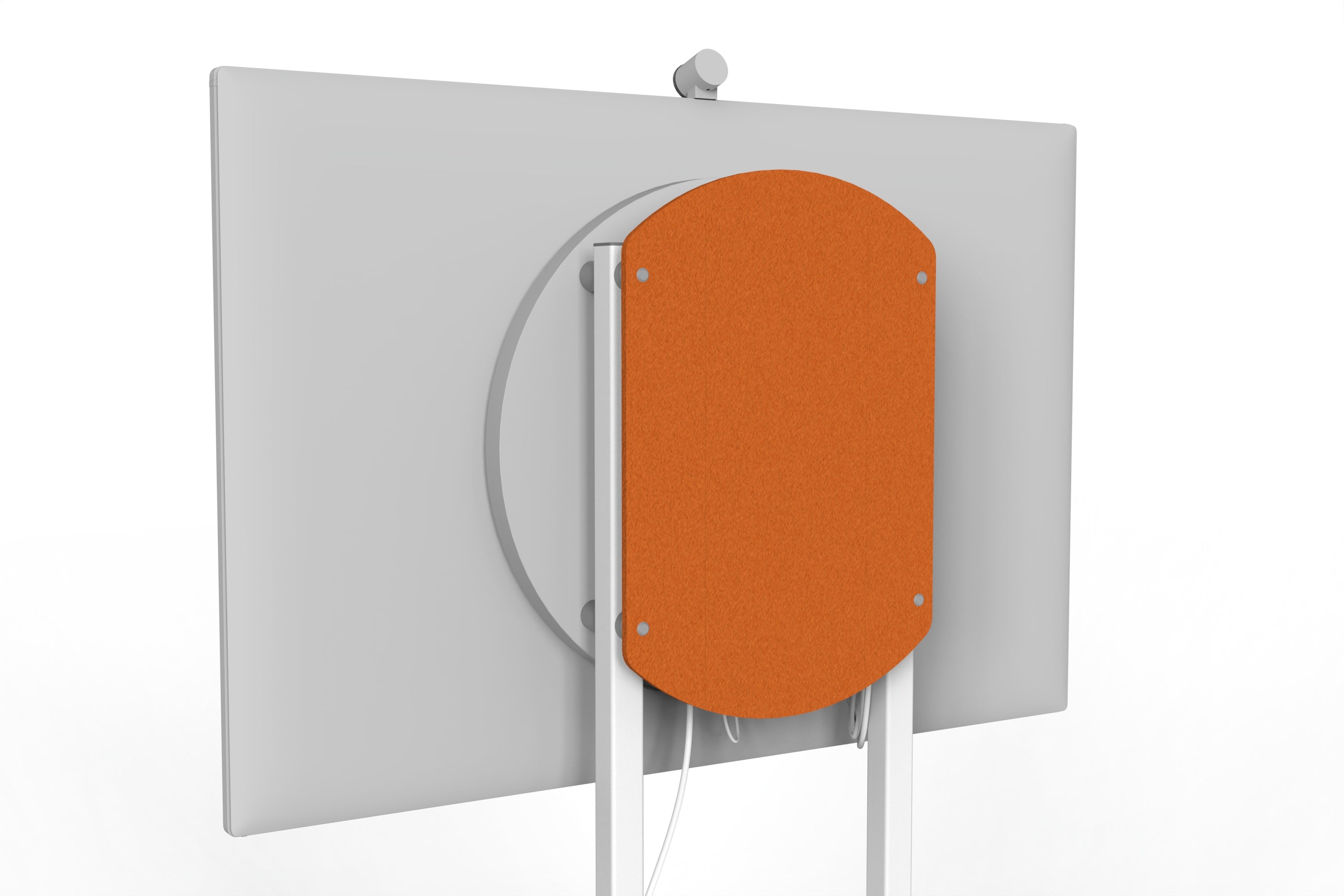 Heckler Rolling Stand for Surface Hub 3 in Cinnamon finish.