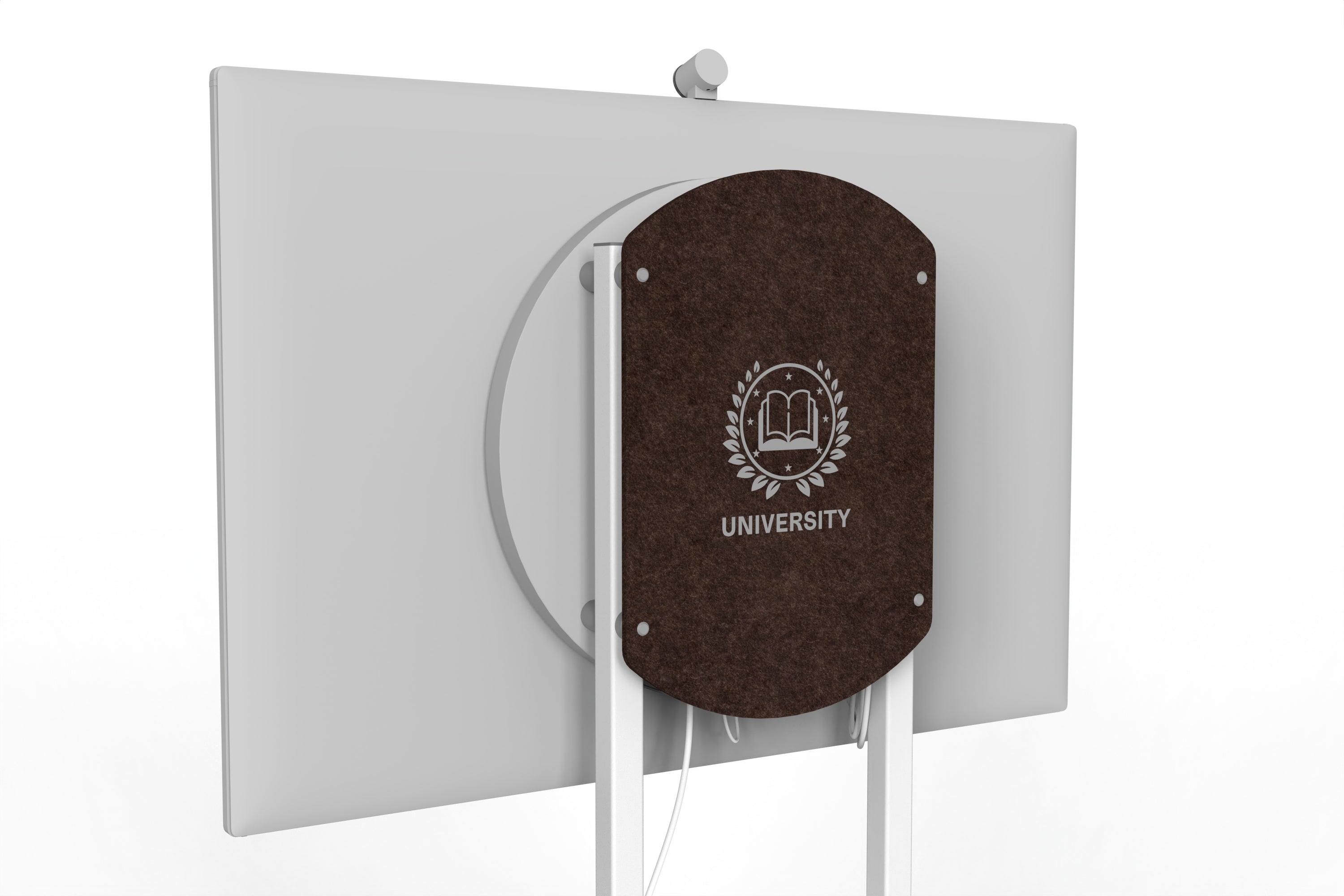 Heckler Rolling Stand for Surface Hub 3 with custom logo in Cocoa finish.