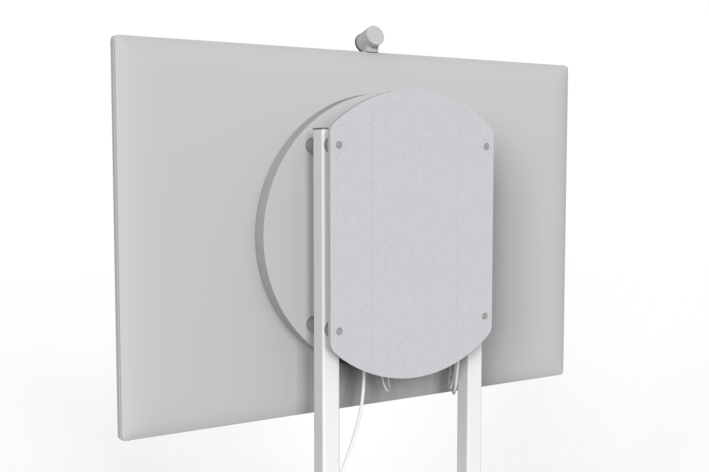 Heckler Rolling Stand for Surface Hub 3 in Fog finish.