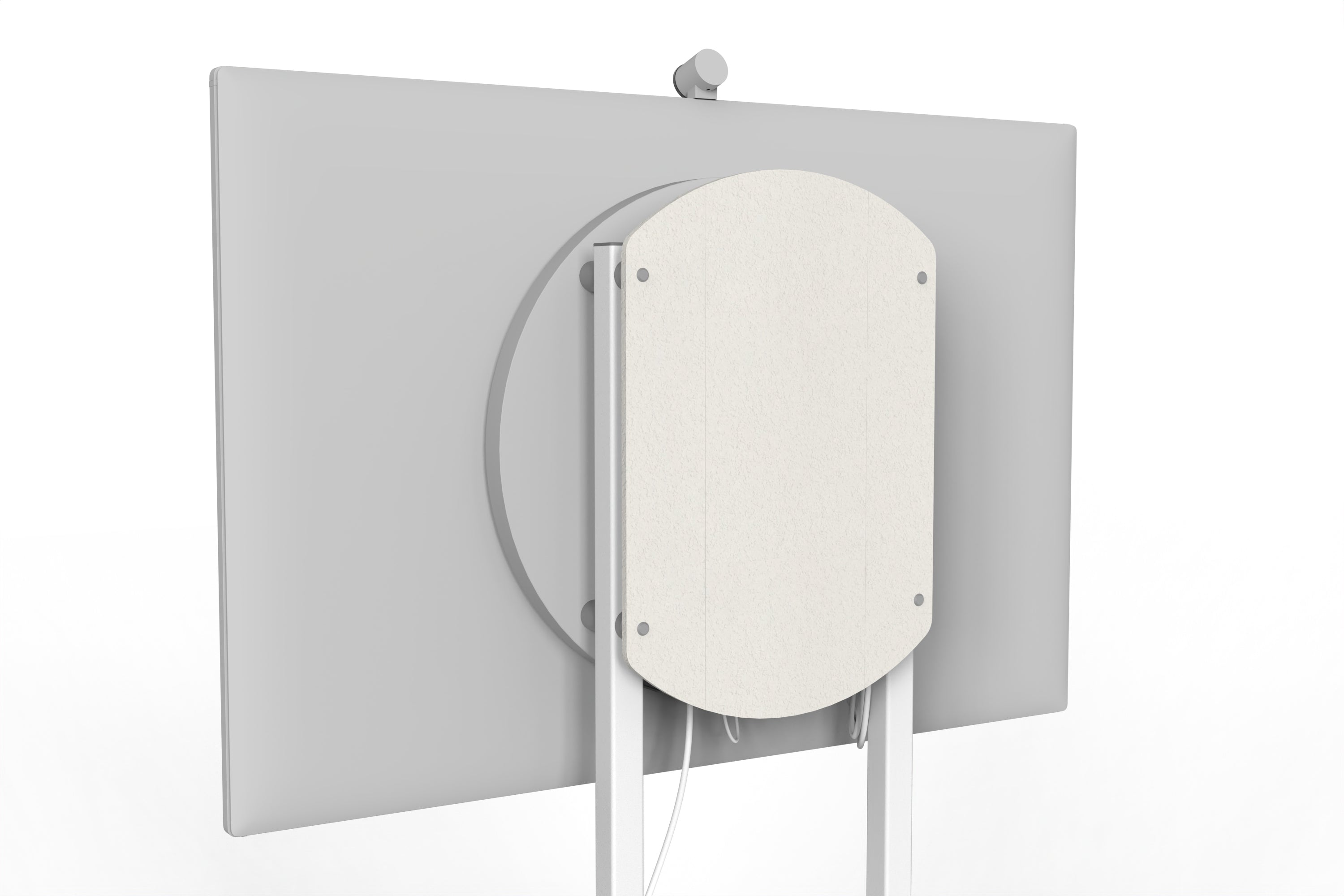 Heckler Rolling Stand for Surface Hub 3 in Ivory finish.