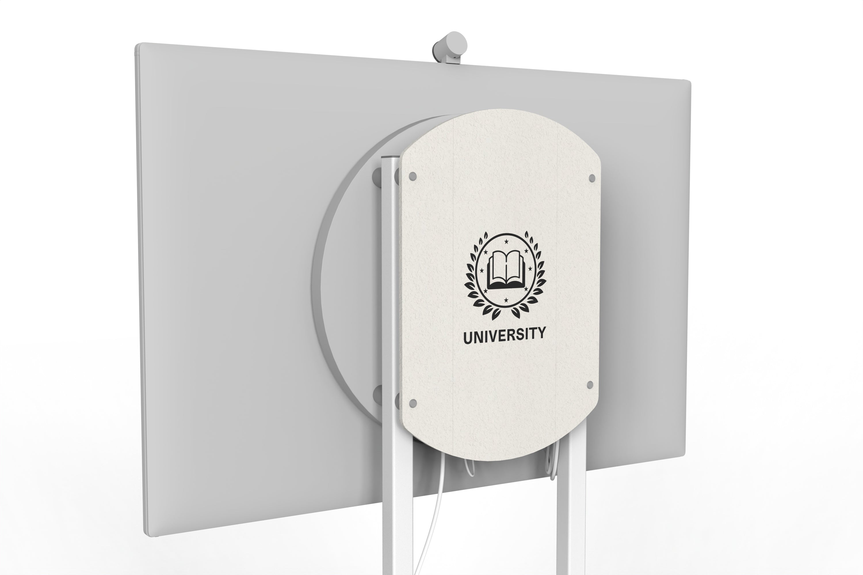 Heckler Rolling Stand for Surface Hub 3 in Ivory finish.