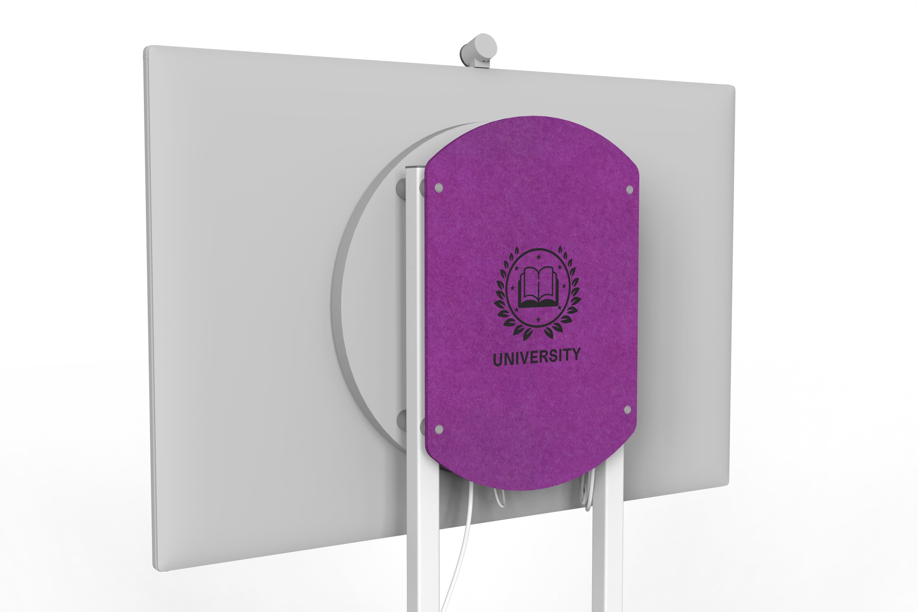Heckler Rolling Stand for Surface Hub 3 in Lavender finish.