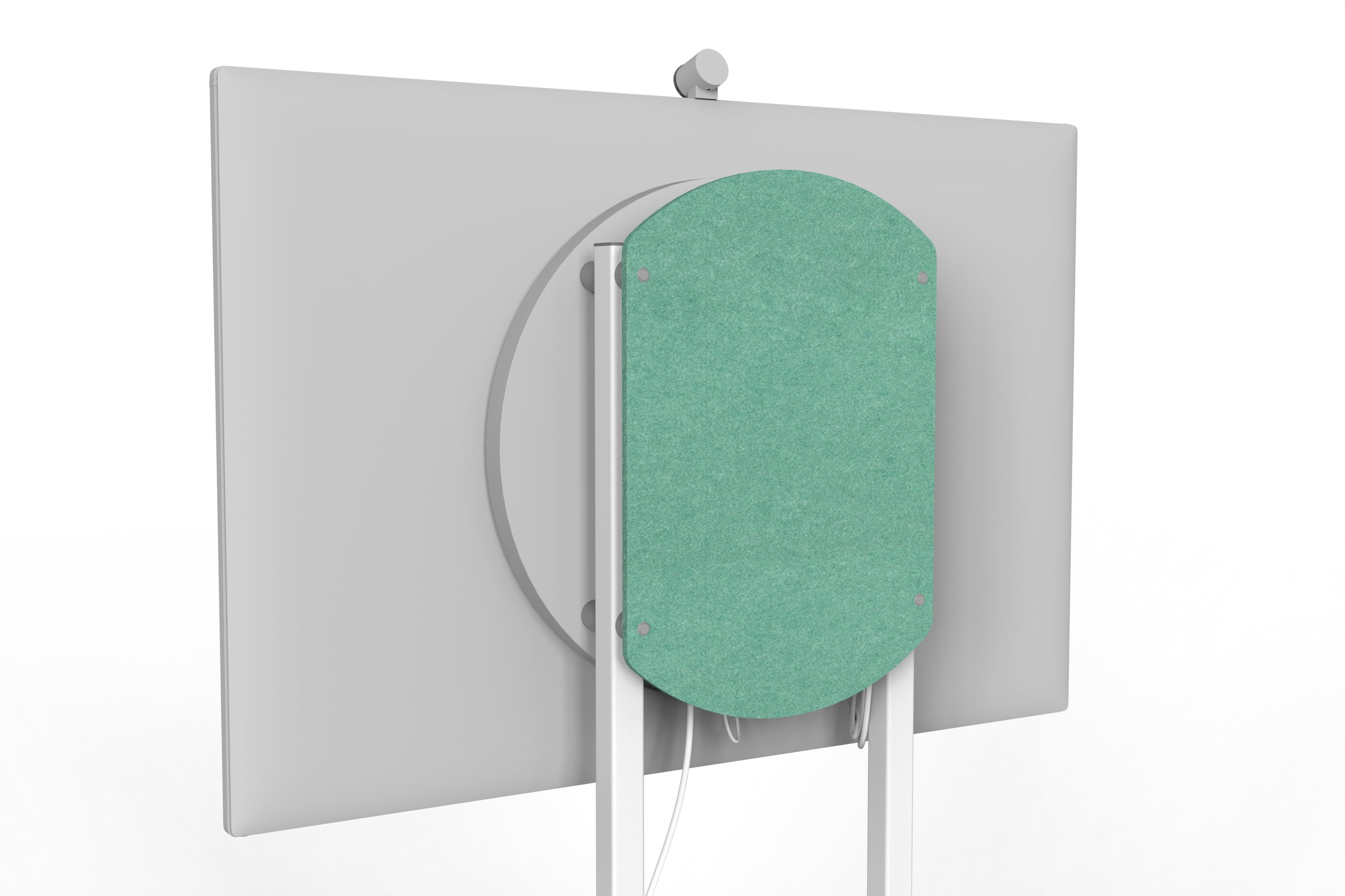 Heckler Rolling Stand for Surface Hub 3 in Mint finish.