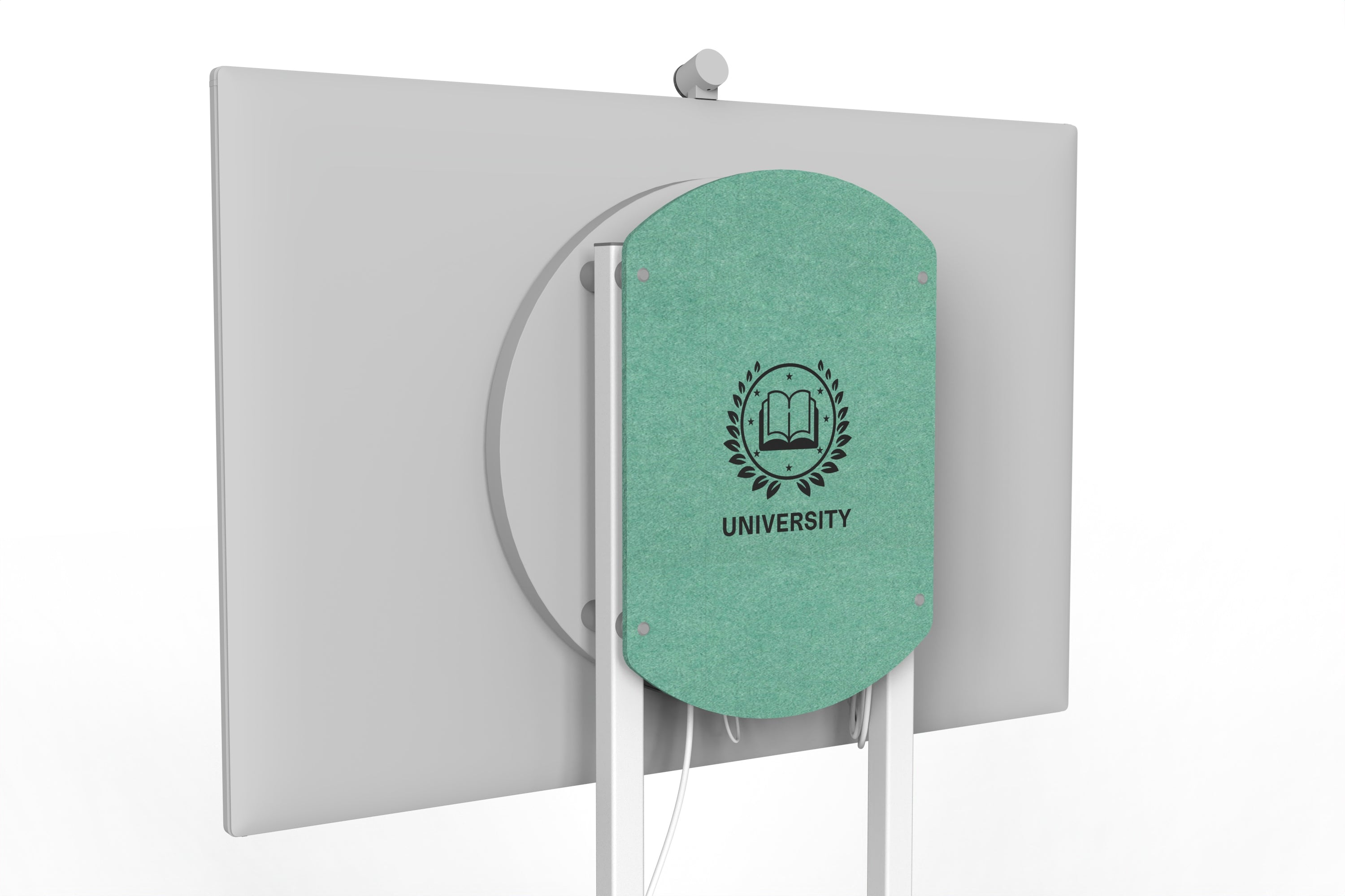 Heckler Rolling Stand for Surface Hub 3 in Mint finish.