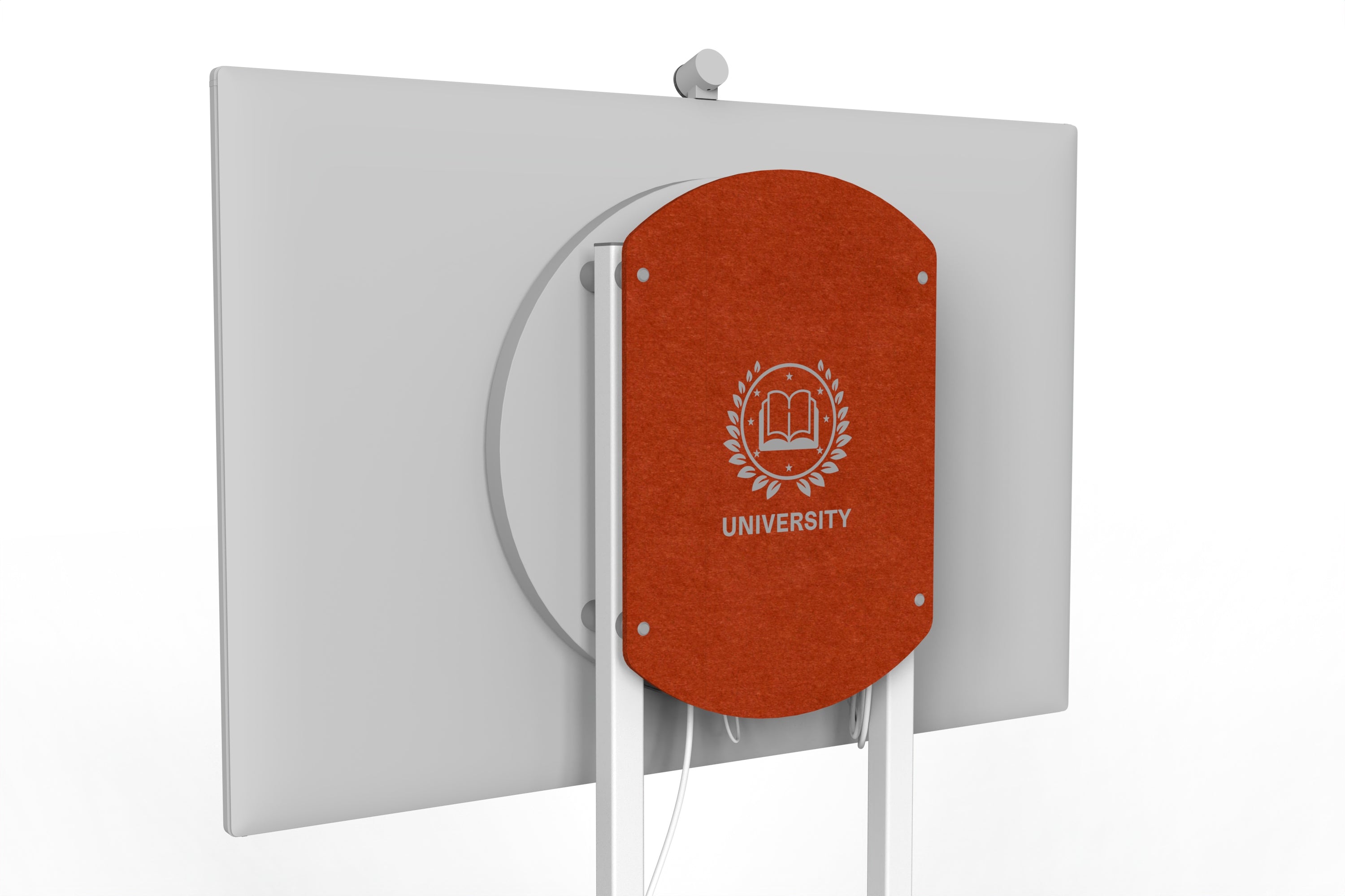 Heckler Rolling Stand for Surface Hub 3 with custom logo in Moab finish.