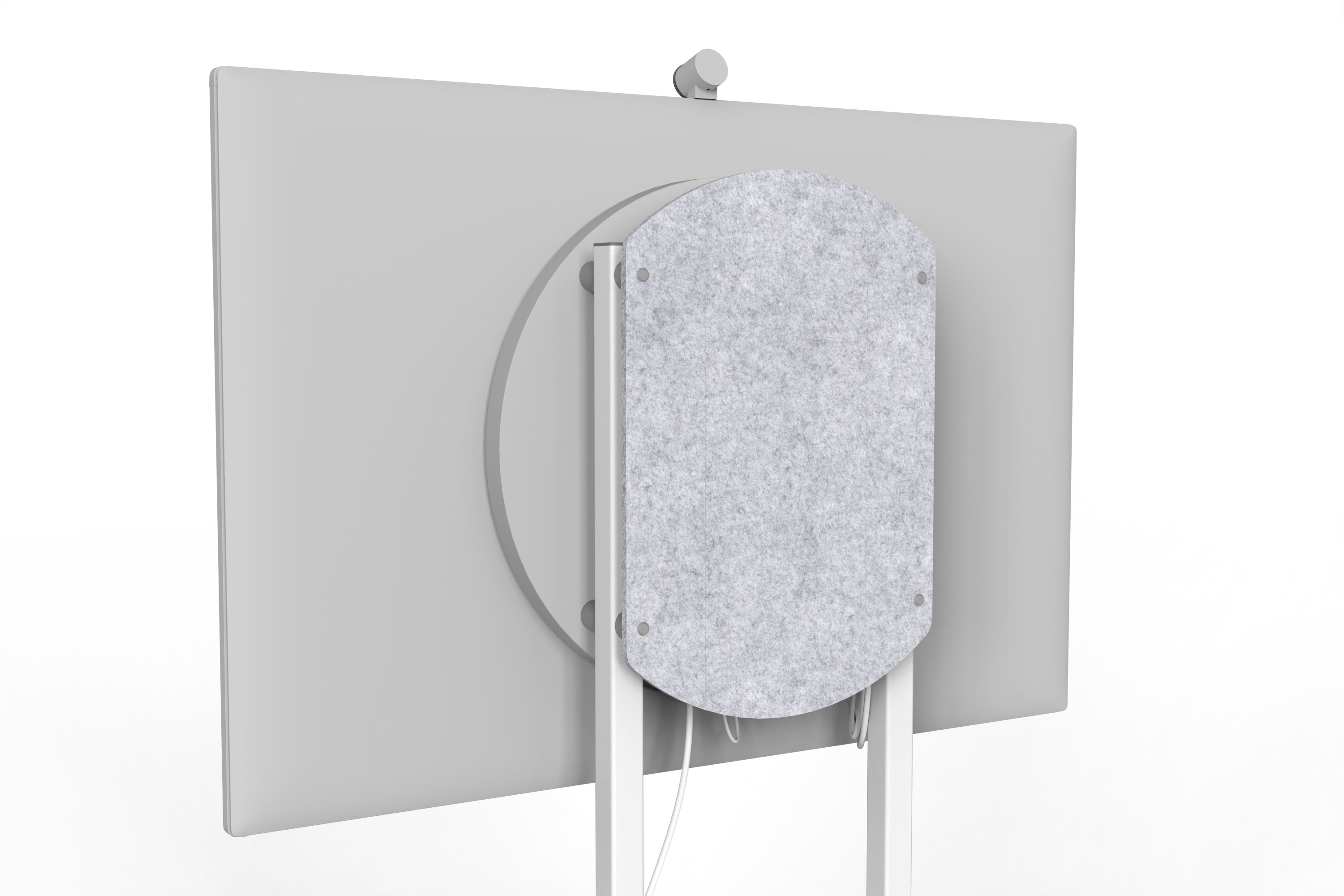 Heckler Rolling Stand for Surface Hub 3 in Nickel finish.