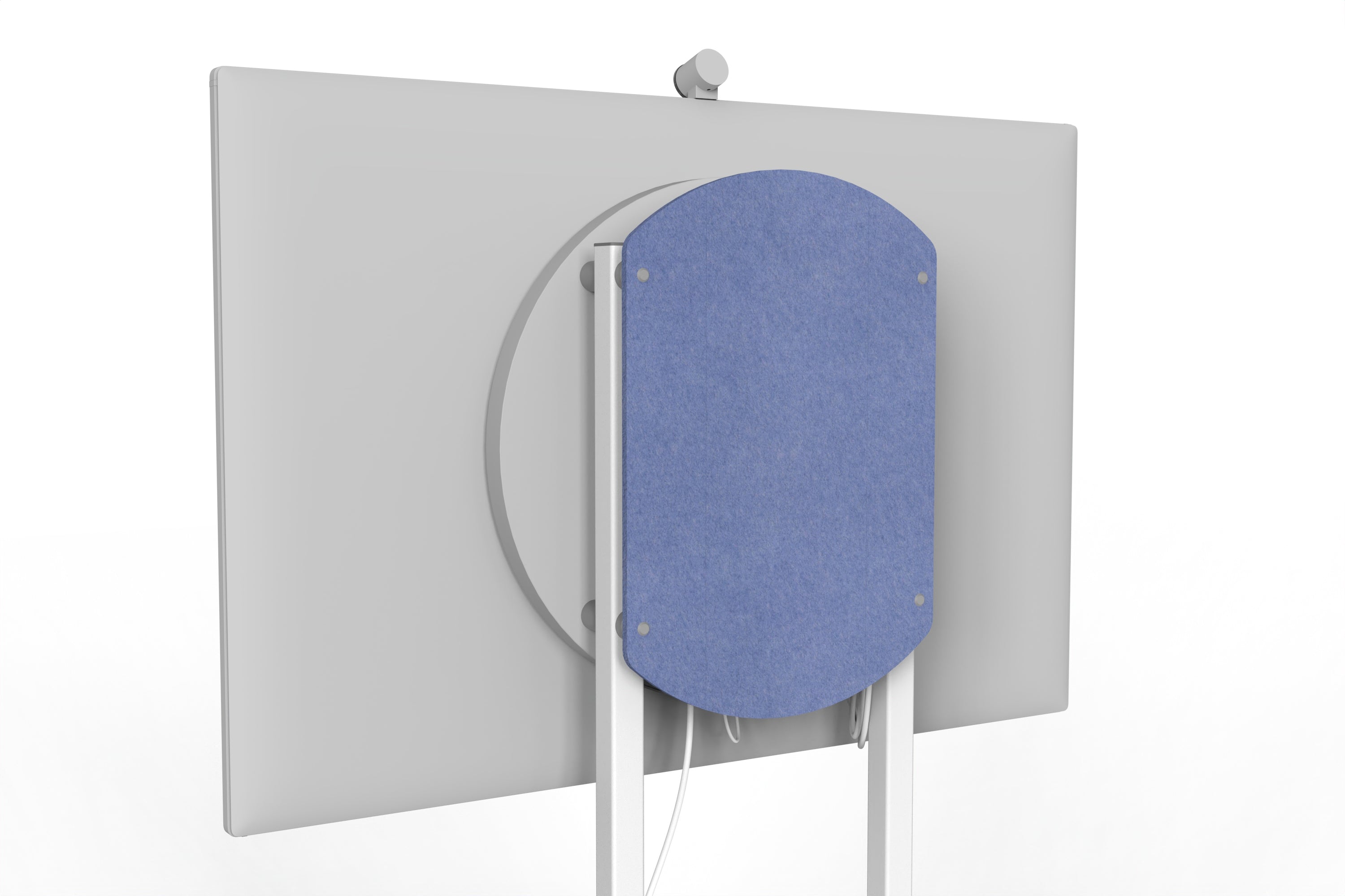 Heckler Rolling Stand for Surface Hub 3 in Periwinkle finish.