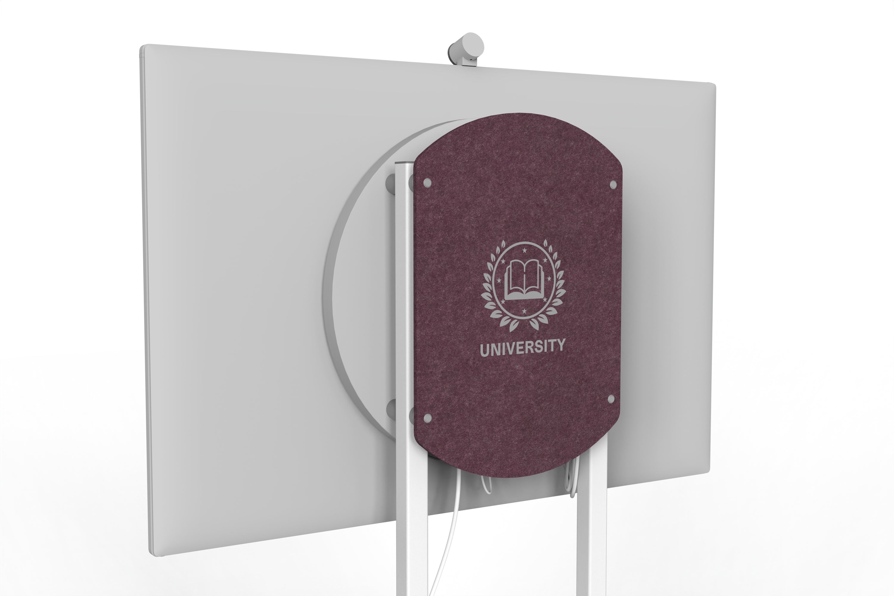 Heckler Rolling Stand for Surface Hub 3 with custom logo in Wine finish.