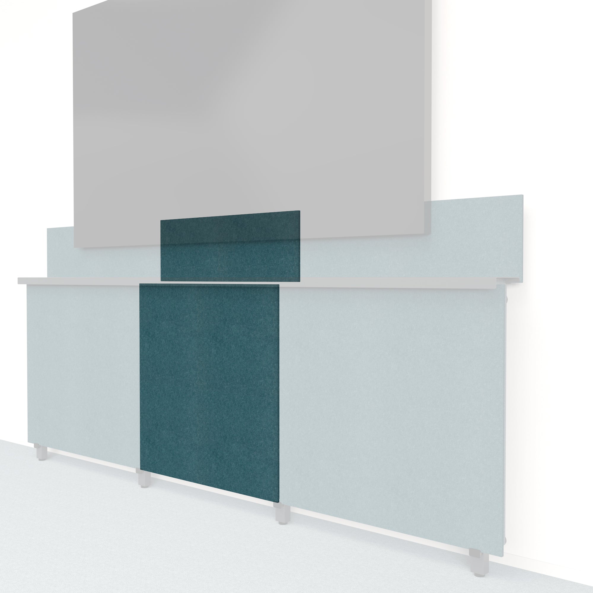 Heckler Framework Tall Inner Panel & Backsplash in Atlantic Felt Right — modular atlantic blue PET felt AV wall panel for the Heckler Framework system.