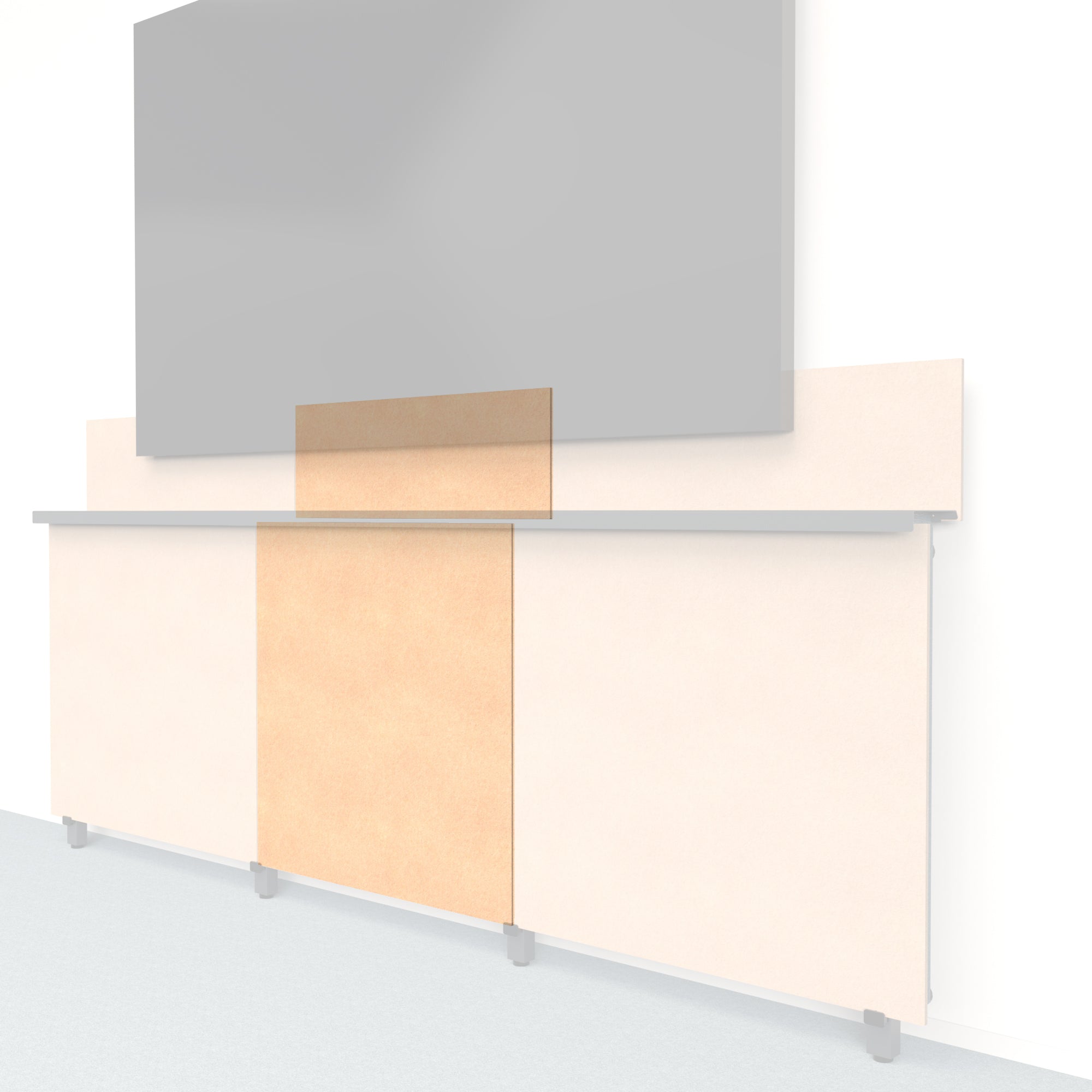 Heckler Framework Tall Inner Panel & Backsplash in Cashmere Felt Right — modular cashmere beige PET felt AV wall panel for the Heckler Framework system.
