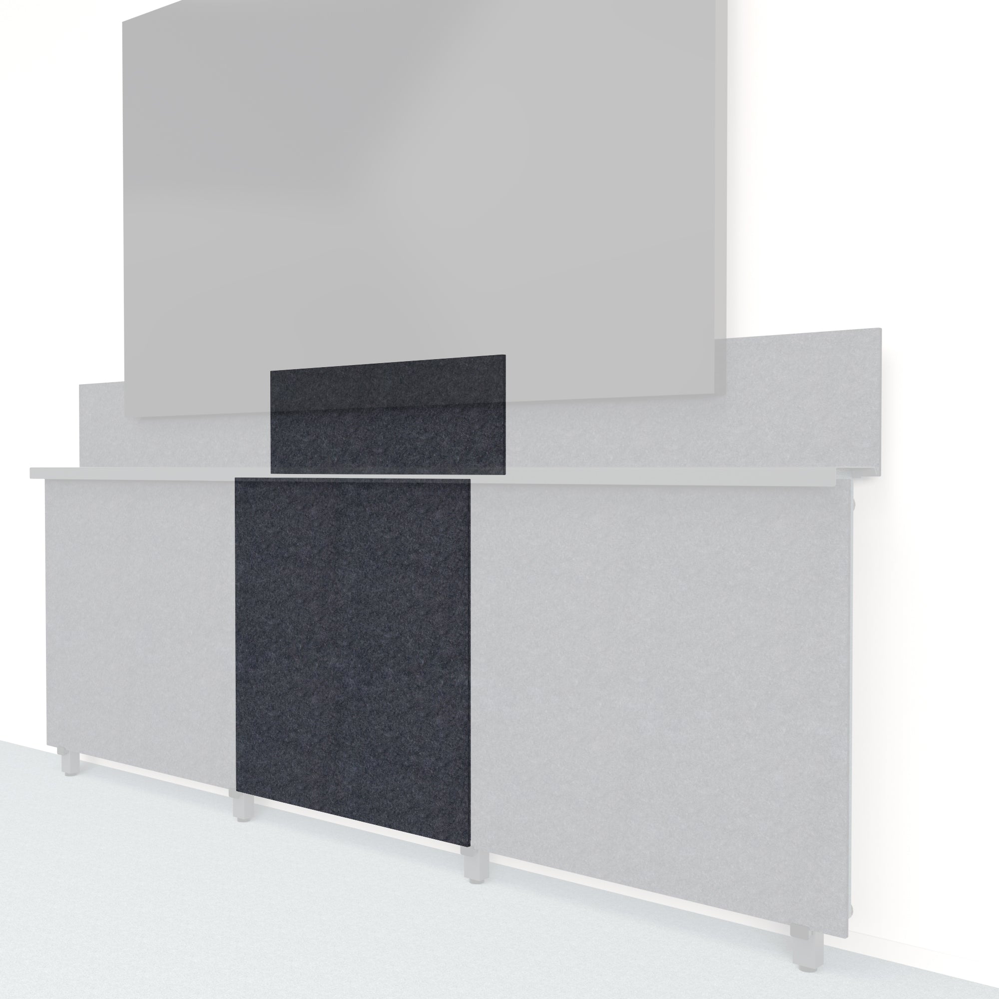 Heckler Framework Tall Inner Panel & Backsplash in Cast Felt Right — modular cast gray PET felt AV wall panel for the Heckler Framework system.