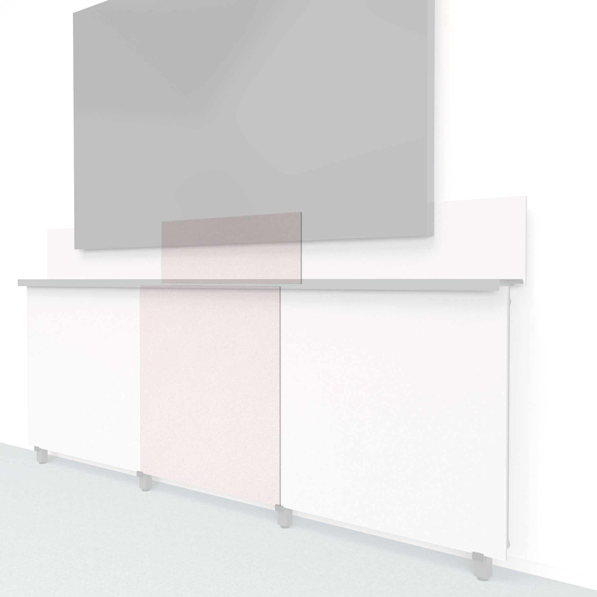 Heckler Framework Tall Inner Panel & Backsplash in Fog Felt Right — modular fog gray PET felt AV wall panel for the Heckler Framework system.
