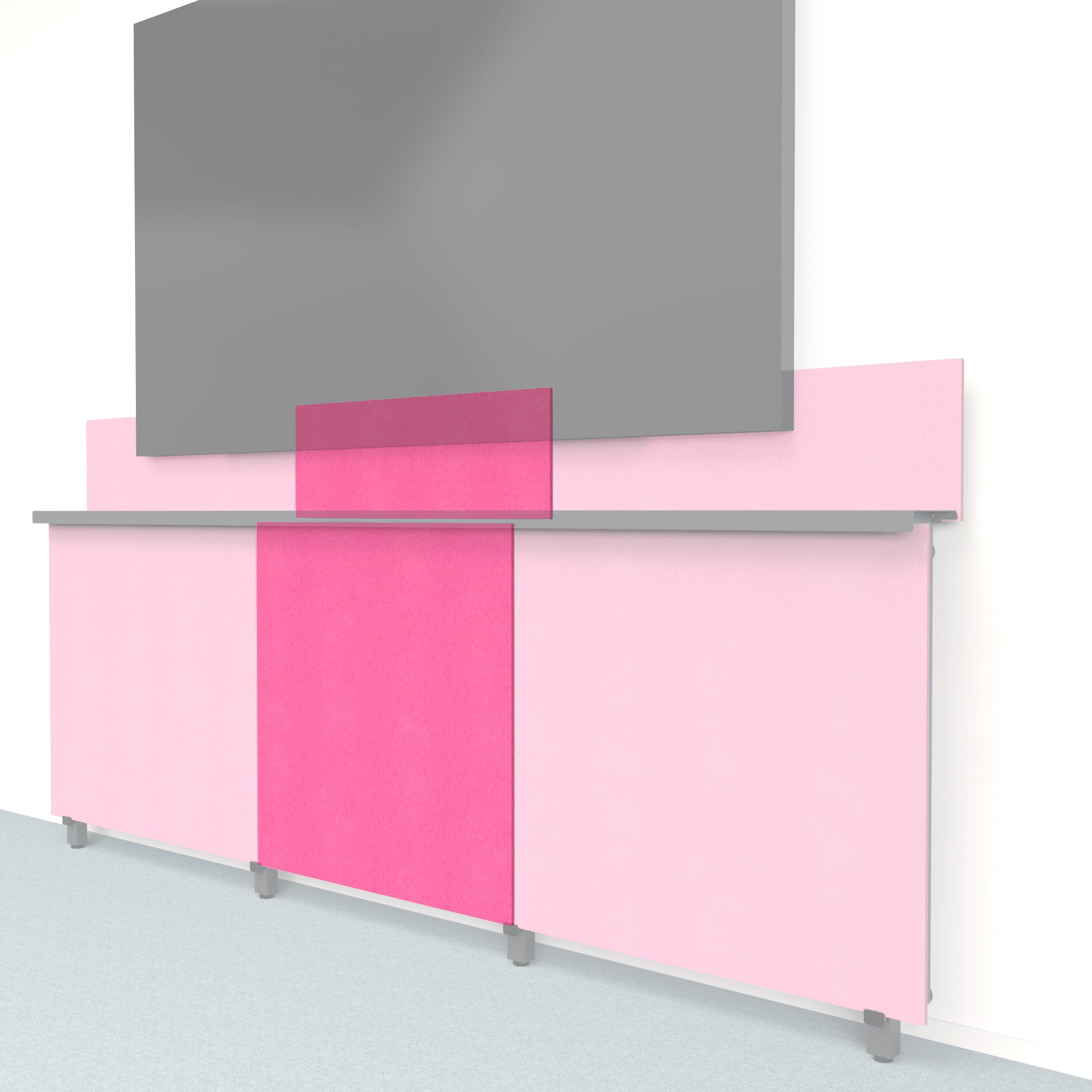 Heckler Framework Tall Inner Panel & Backsplash in Hot Pink Felt Right — modular hot pink PET felt AV wall panel for the Heckler Framework system.