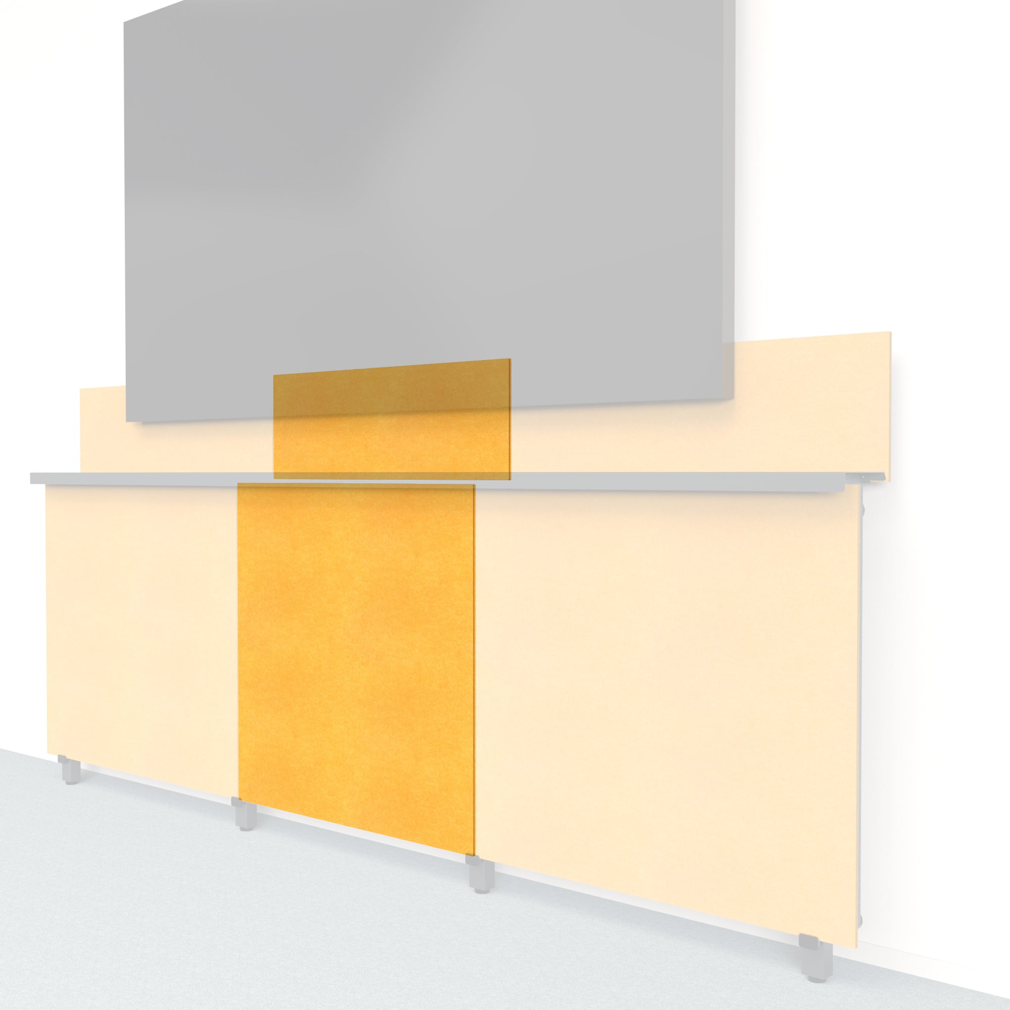 Heckler Framework Tall Inner Panel & Backsplash in Mustard Felt Right — modular mustard-yellow PET felt AV wall panel for the Heckler Framework system.