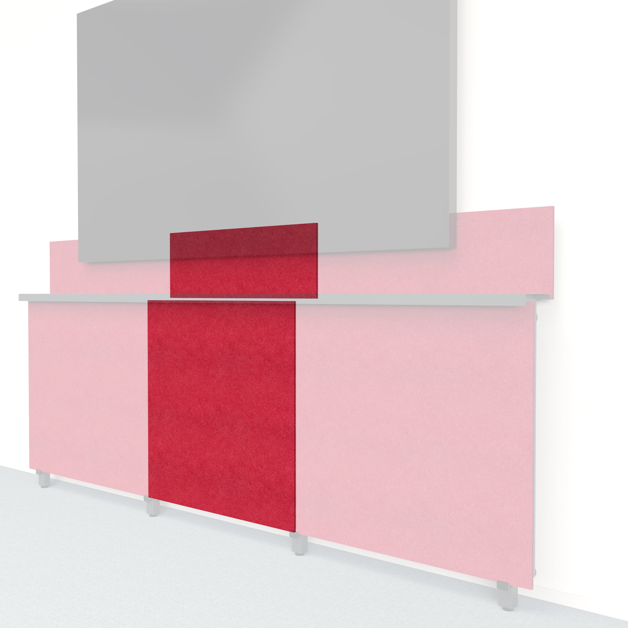 Heckler Framework Tall Inner Panel & Backsplash in Ruby Felt Right — modular ruby red PET felt AV wall panel for the Heckler Framework system.