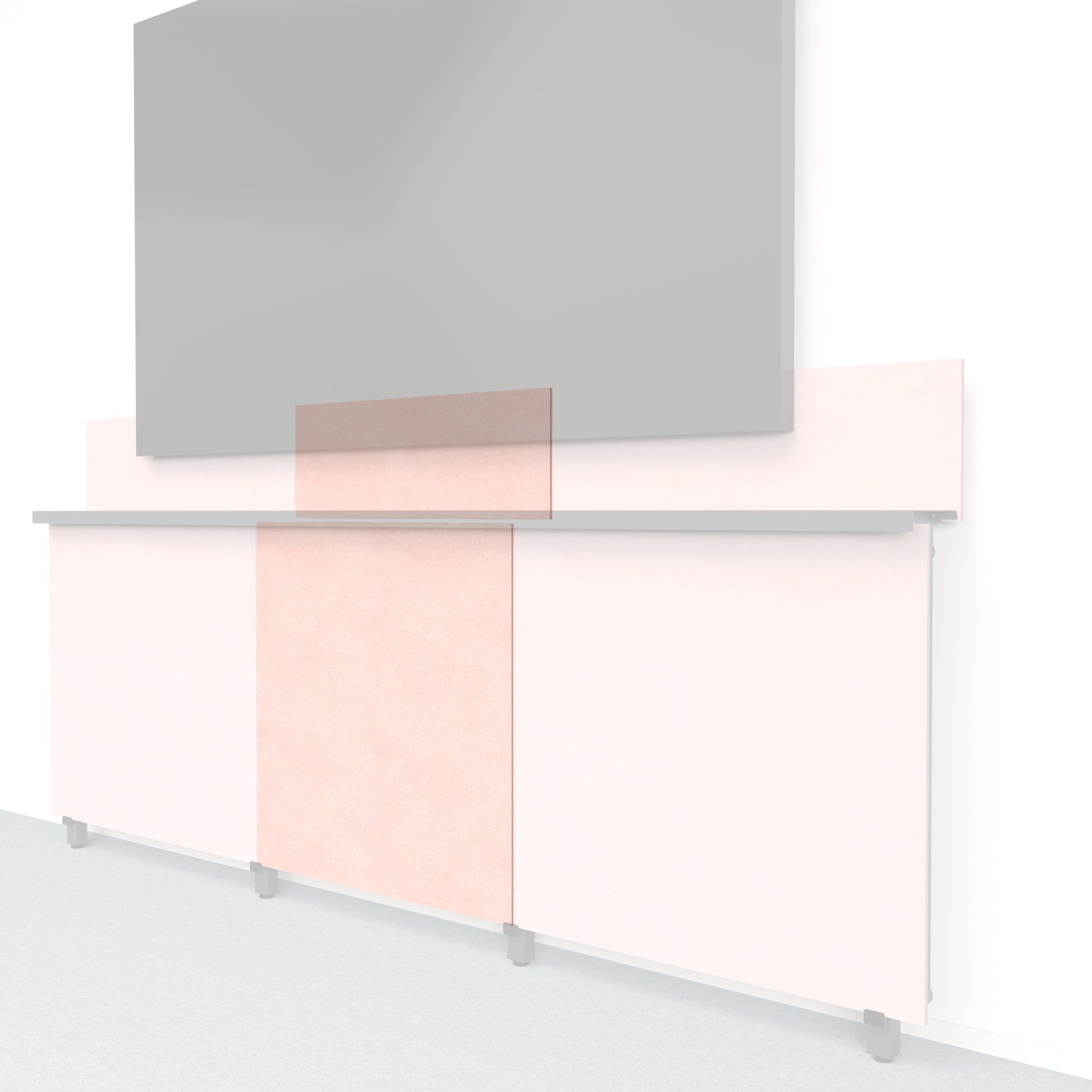 Heckler Framework Tall Inner Panel & Backsplash in Coral Felt Right — modular coral PET felt AV wall panel for the Heckler Framework system.