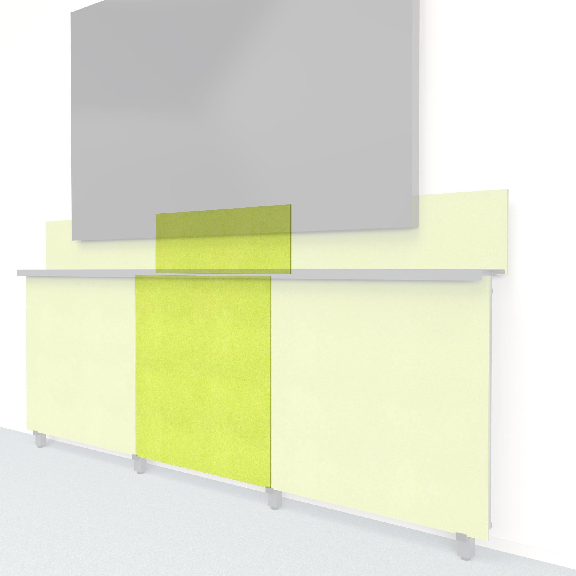 Heckler Framework Tall Inner Panel & Backsplash in Kiwi Felt Right — modular kiwi green PET felt AV wall panel for the Heckler Framework system.