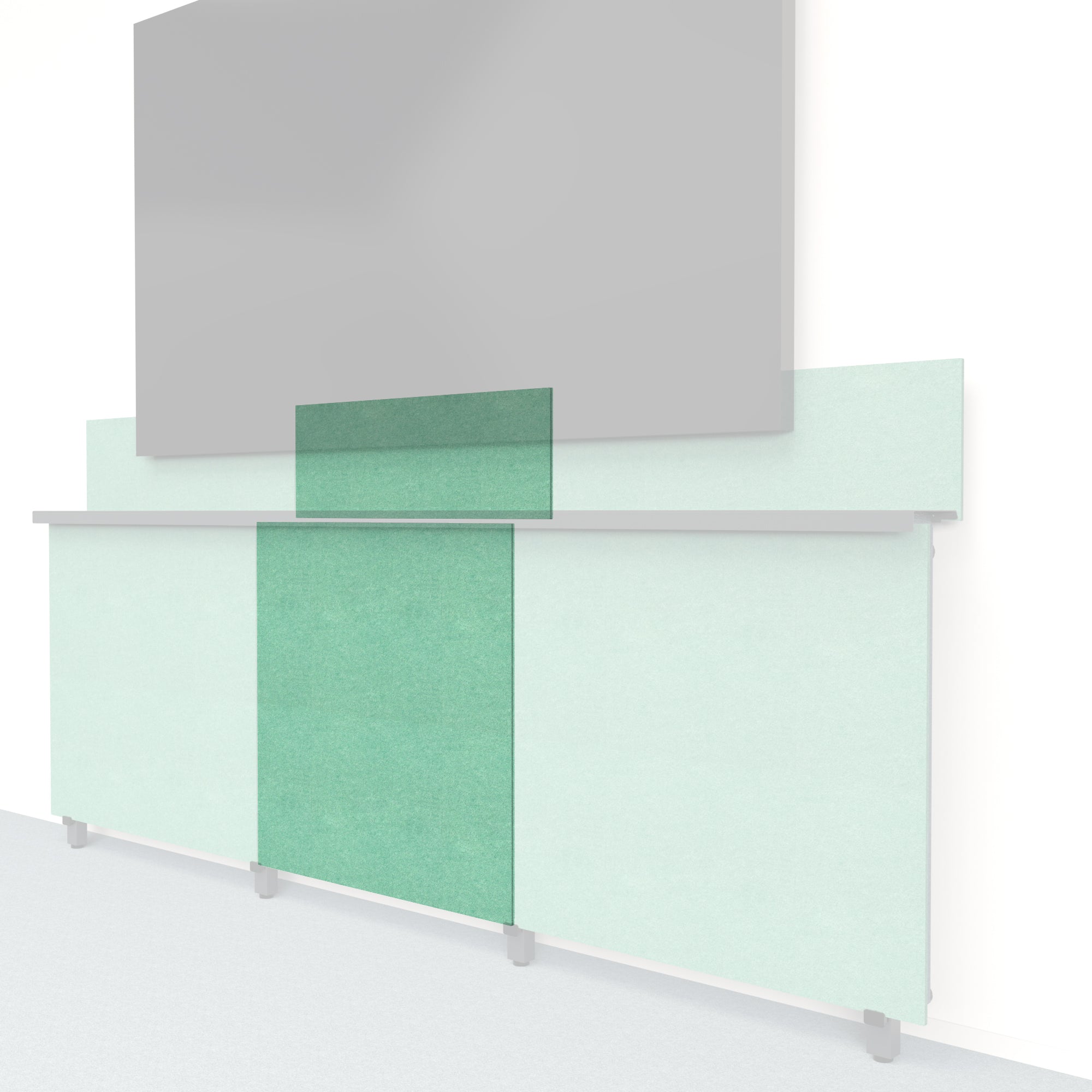 Heckler Framework Tall Inner Panel & Backsplash in Mint Felt Right — modular mint green PET felt AV wall panel for the Heckler Framework system.