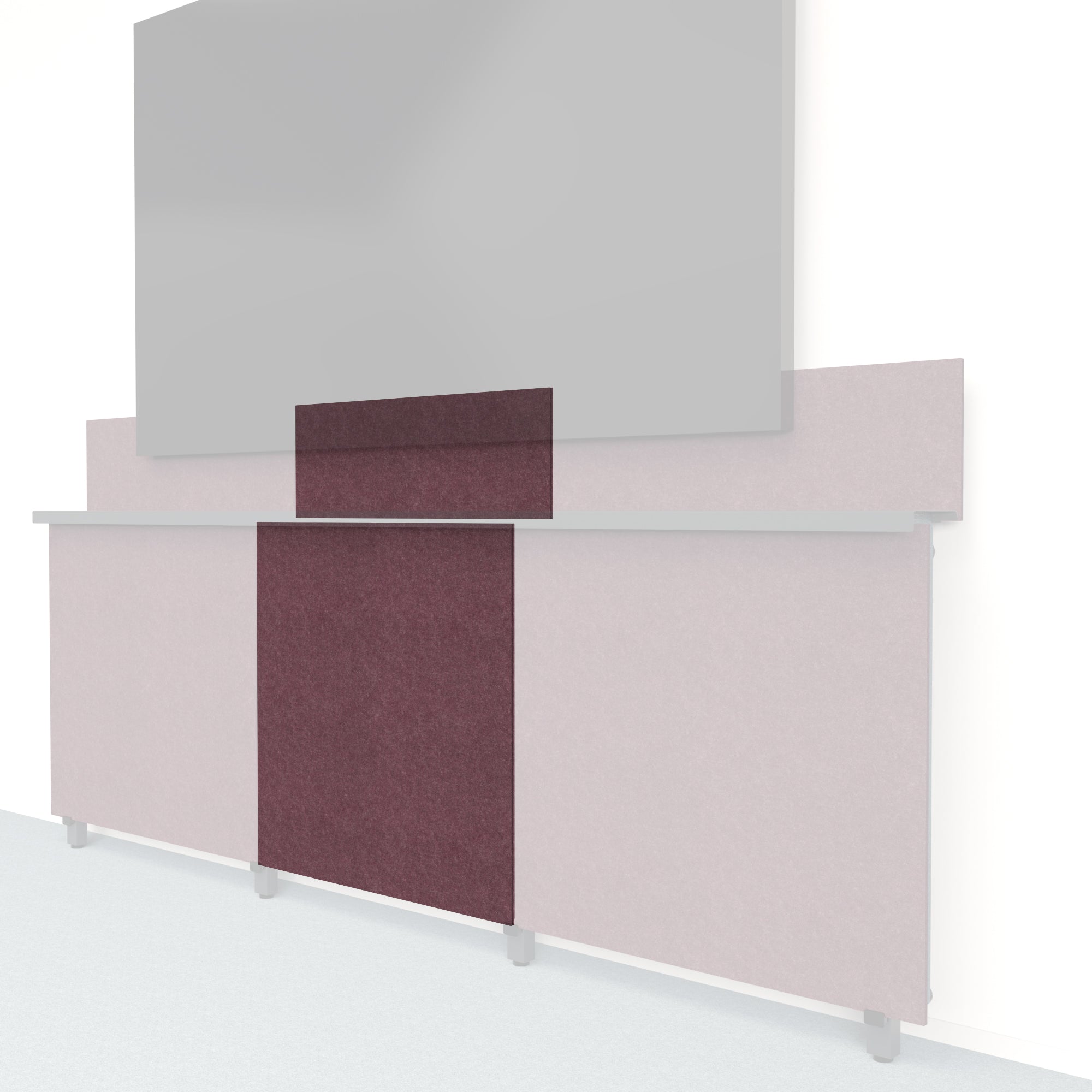 Heckler Framework Tall Inner Panel & Backsplash in Wine Felt Right — modular wine burgundy PET felt AV wall panel for the Heckler Framework system.