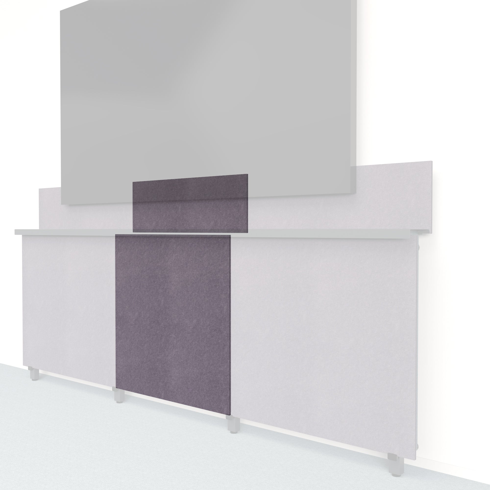 Heckler Framework Tall Inner Panel & Backsplash in Wisteria Felt Right — modular wisteria purple PET felt AV wall panel for the Heckler Framework system.