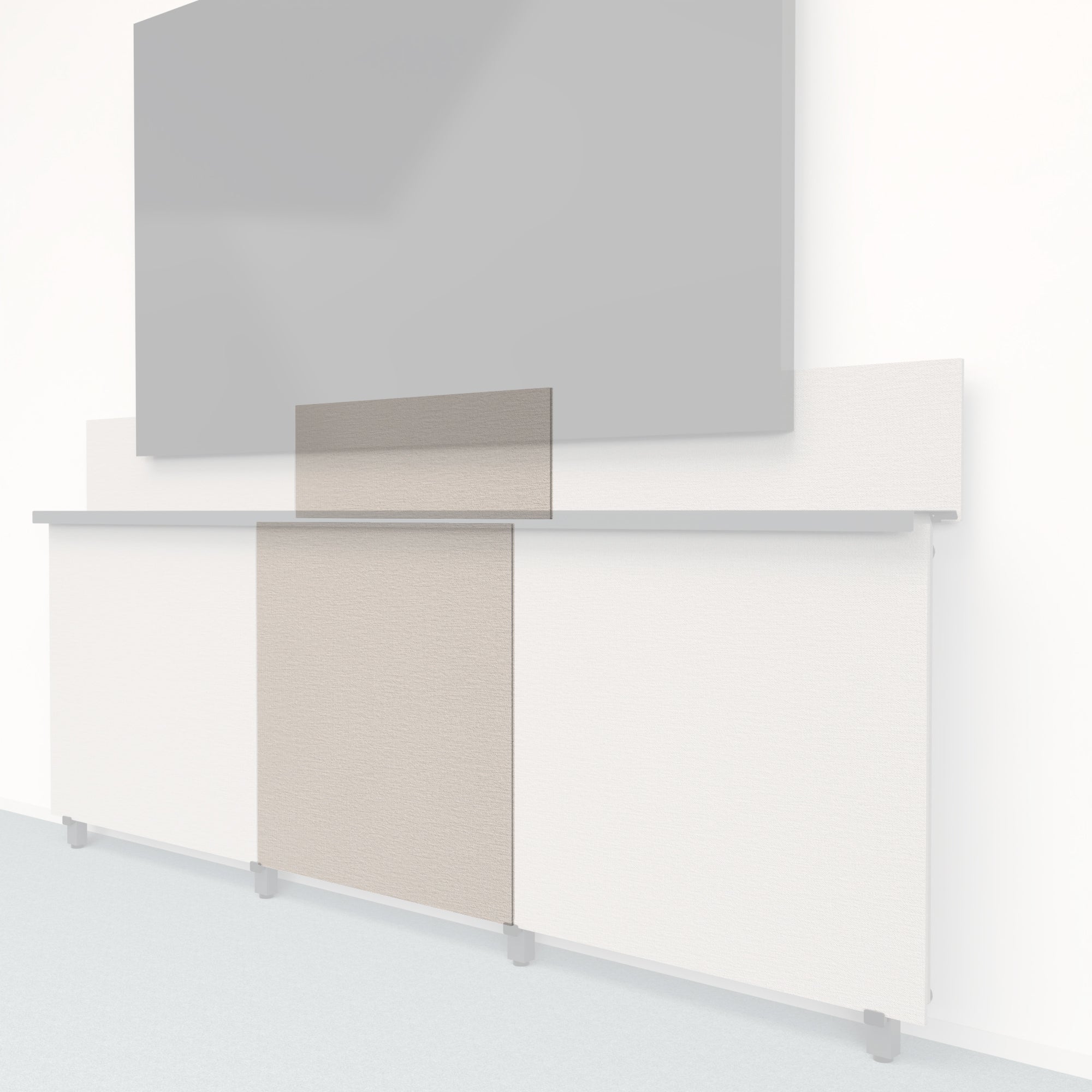 Heckler Framework Tall Inner Panel & Backsplash in Off White Maharam textile — modular textile-wrapped off-white AV wall panel for the Heckler Framework system.