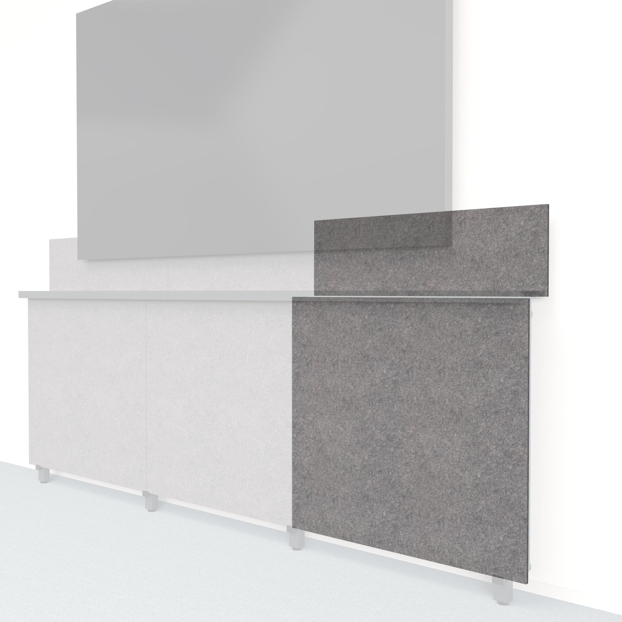 Heckler Framework Tall Outer Panel & Backsplash in Armor Felt Right — modular charcoal gray PET felt AV wall panel for the Heckler Framework system.