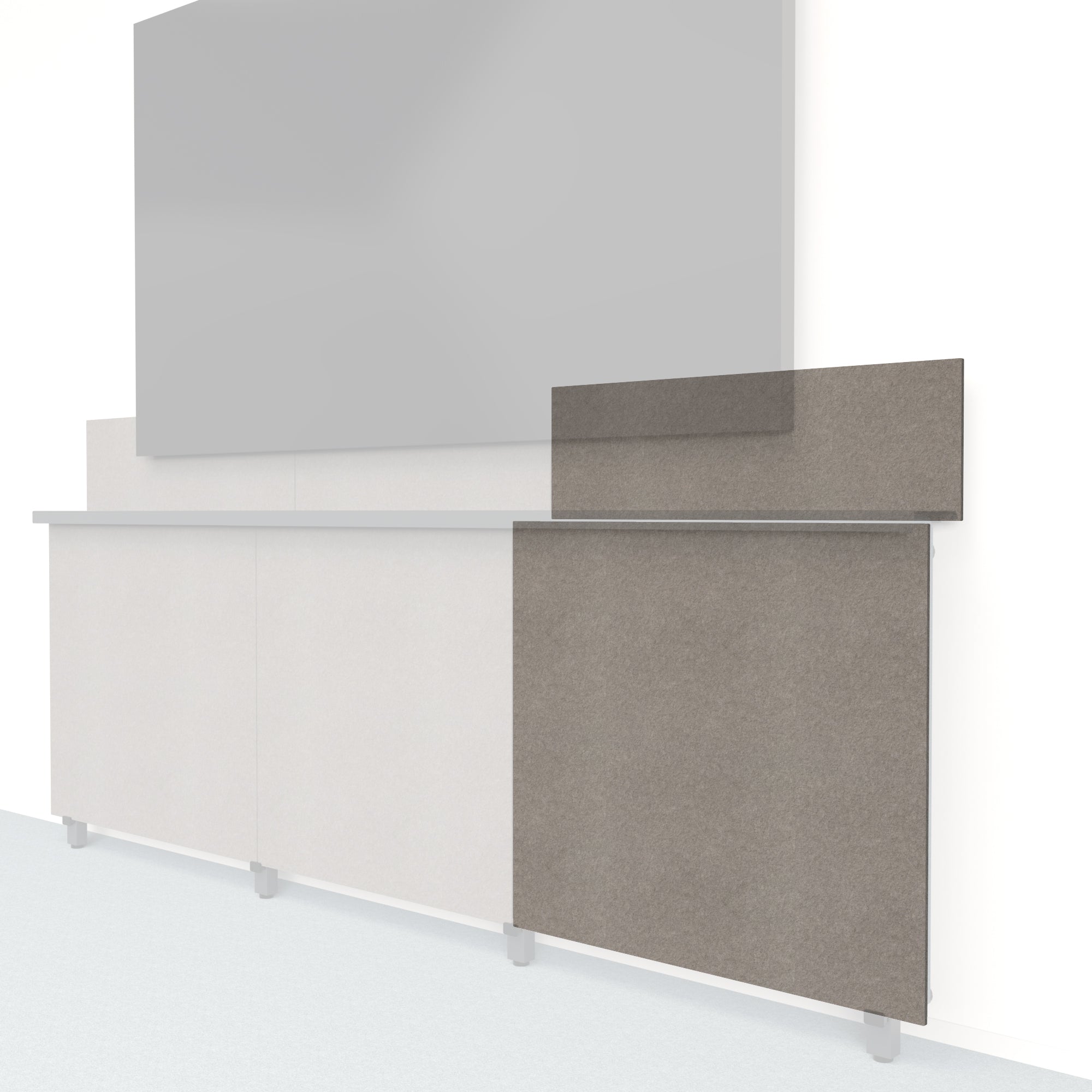 Heckler Framework Tall Outer Panel & Backsplash in Ash Felt Right — modular ash gray PET felt AV wall panel for the Heckler Framework system.