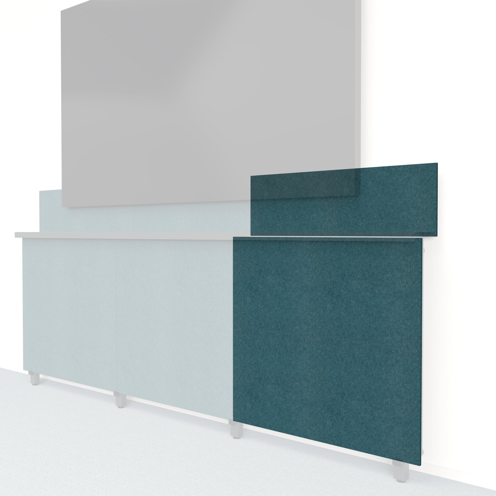 Heckler Framework Tall Outer Panel & Backsplash in Atlantic Felt Right — modular atlantic blue PET felt AV wall panel for the Heckler Framework system.