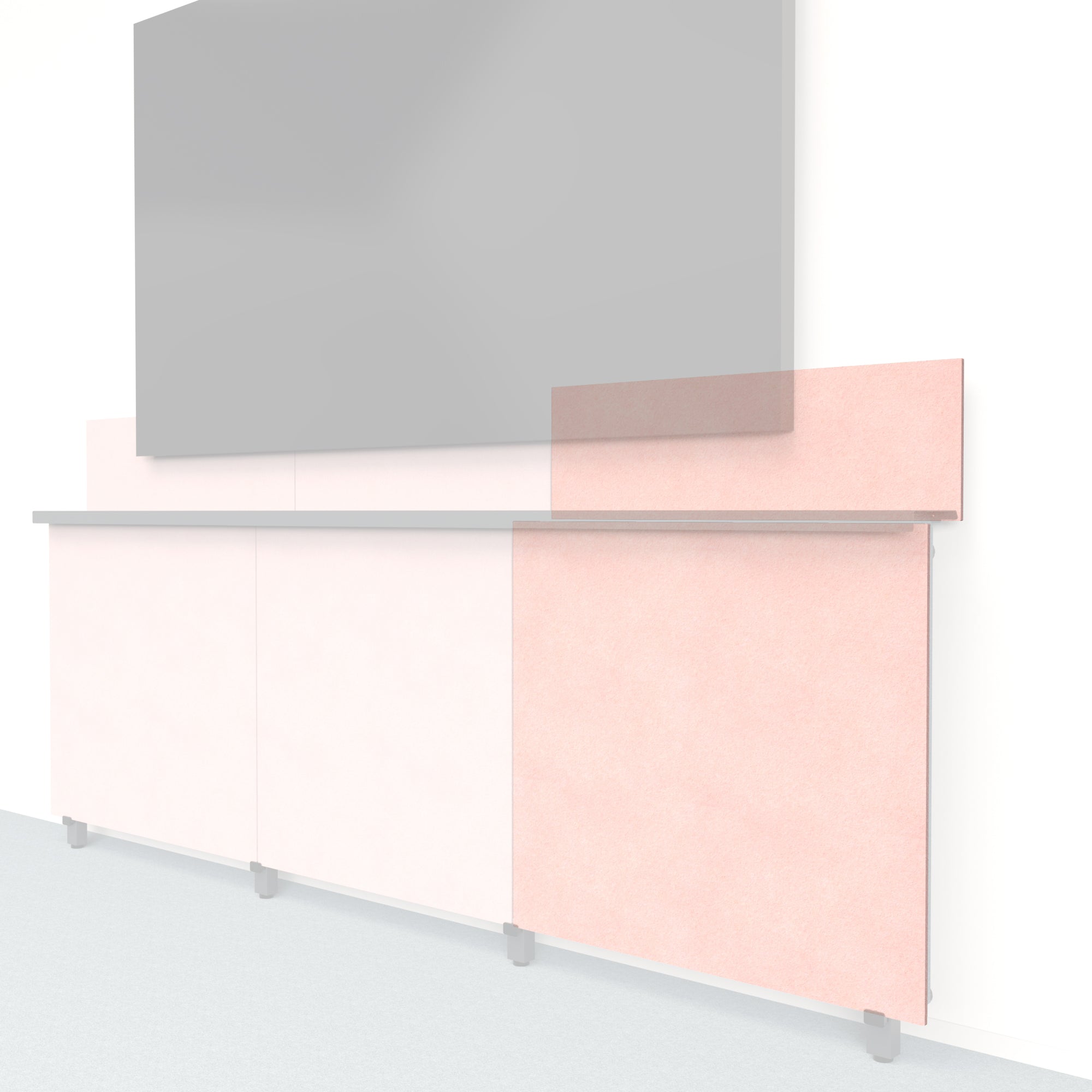 Heckler Framework Tall Outer Panel & Backsplash in Coral Felt Right — modular coral PET felt AV wall panel for the Heckler Framework system.