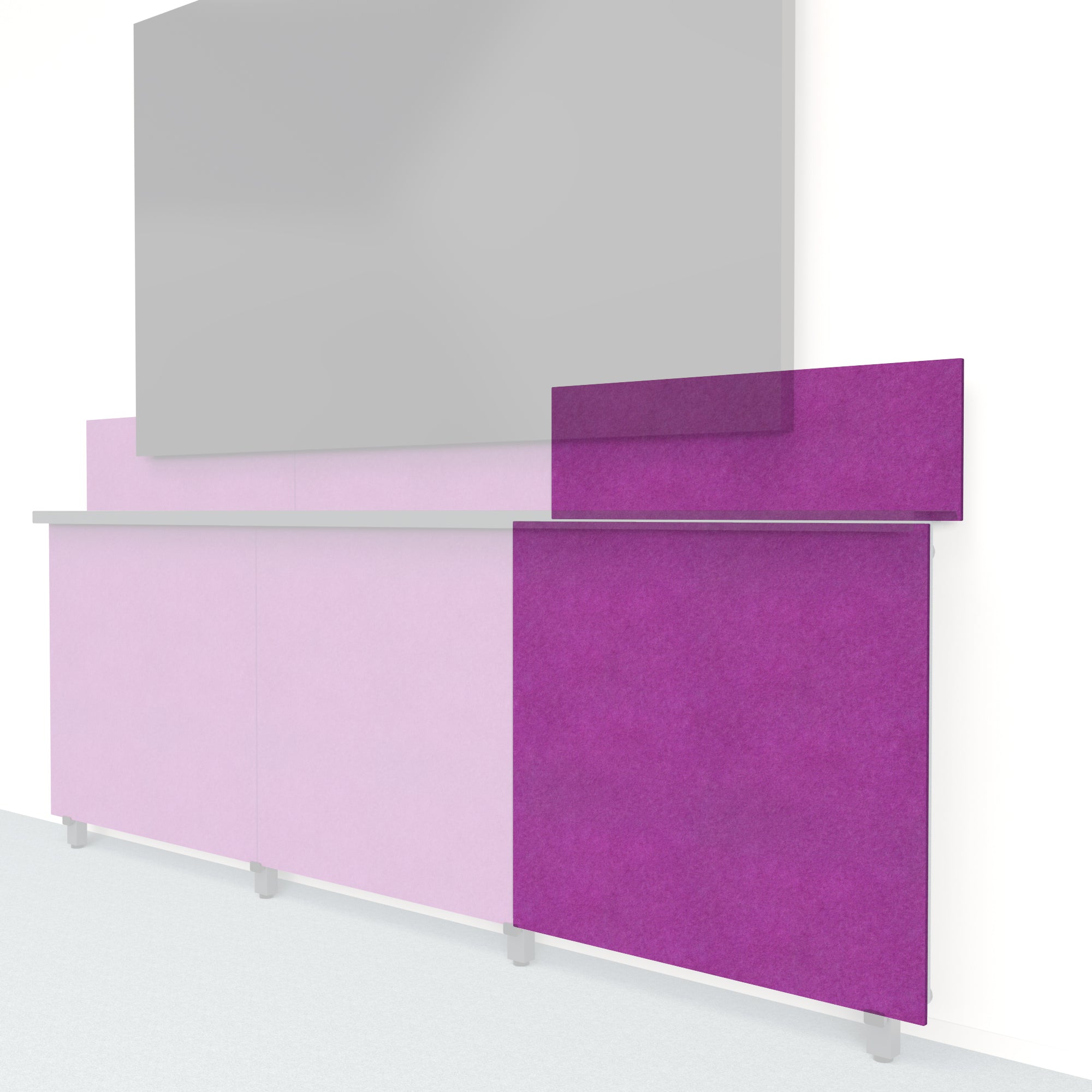 Heckler Framework Tall Outer Panel & Backsplash in Lavender Felt Right — modular lavender PET felt AV wall panel for the Heckler Framework system.