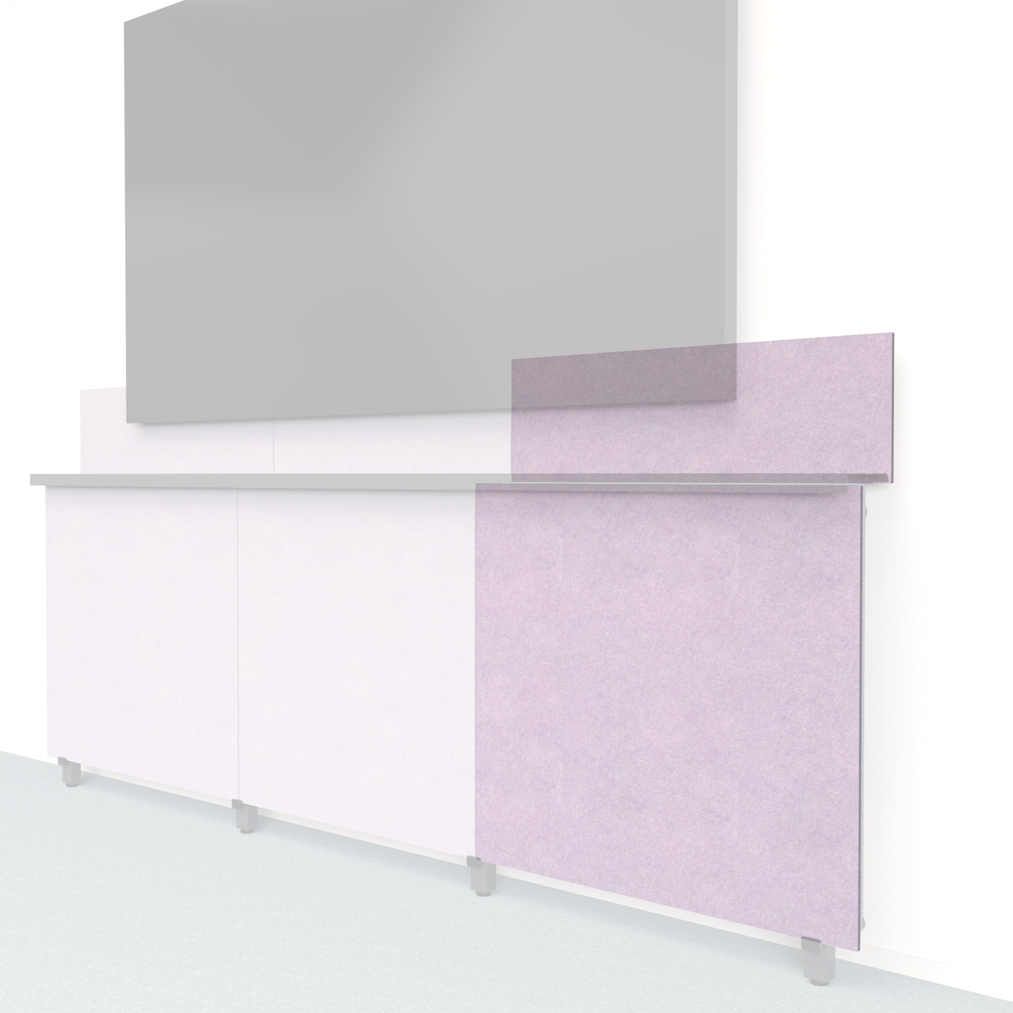 Heckler Framework Tall Outer Panel & Backsplash in Lilac Felt Right — modular lilac PET felt AV wall panel for the Heckler Framework system.