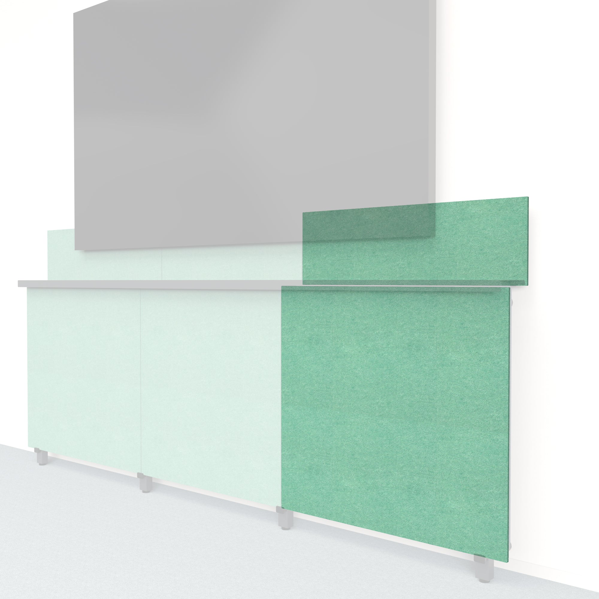 Heckler Framework Tall Outer Panel & Backsplash in Mint Felt Right — modular mint green PET felt AV wall panel for the Heckler Framework system.