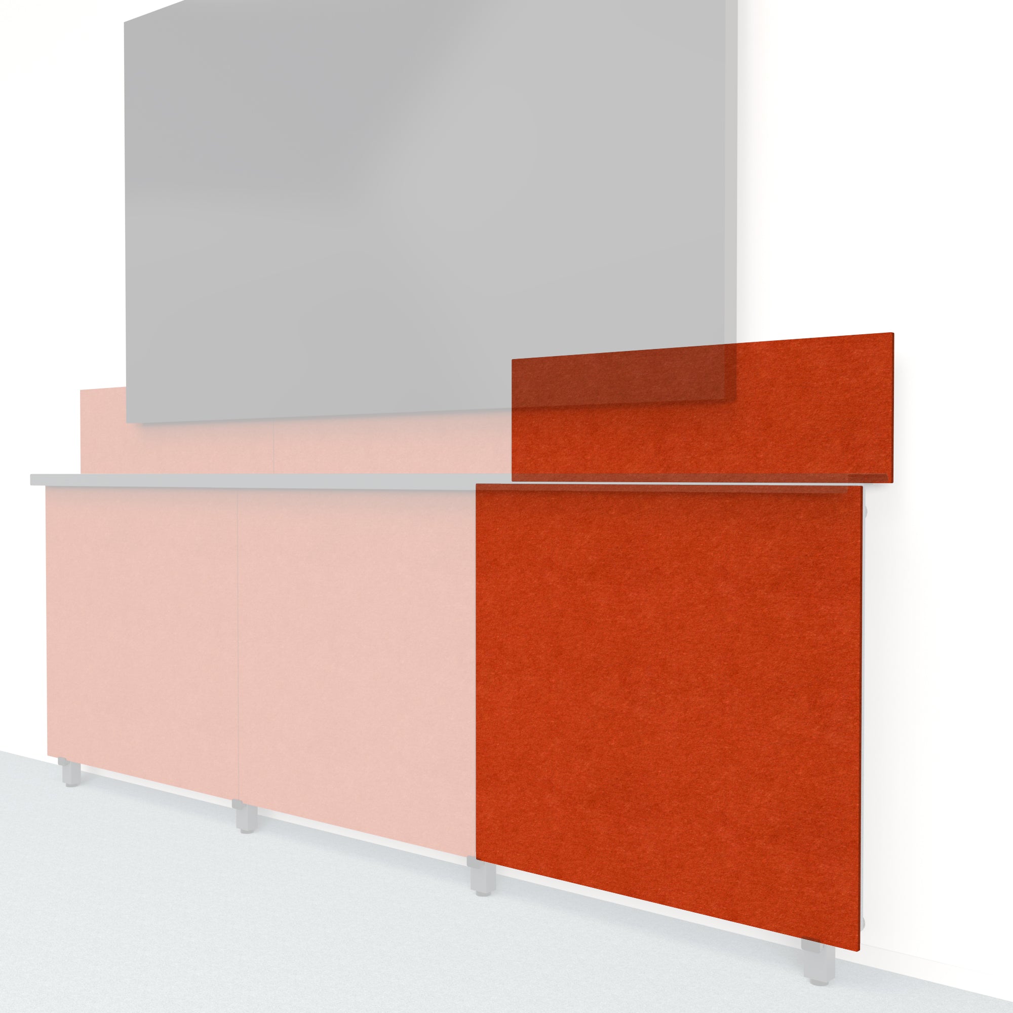 Heckler Framework Tall Outer Panel & Backsplash in Moab Felt Right — modular terracotta rust PET felt AV wall panel for the Heckler Framework system.