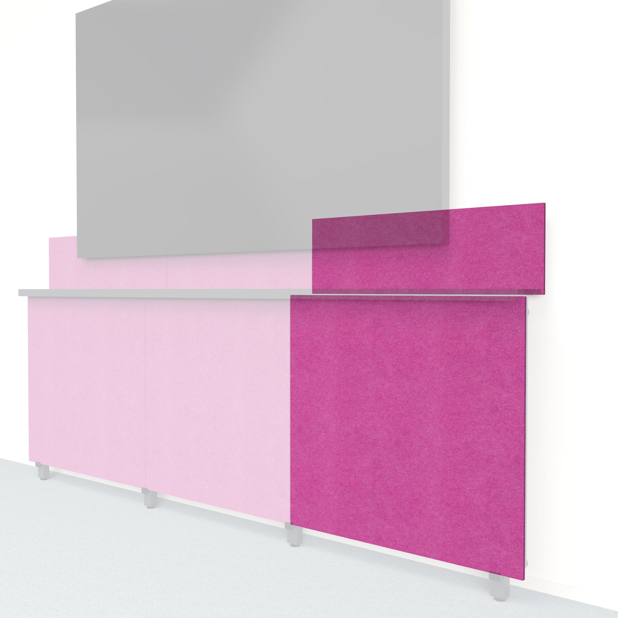 Heckler Framework Tall Outer Panel & Backsplash in Plum Felt Right — modular plum purple PET felt AV wall panel for the Heckler Framework system.