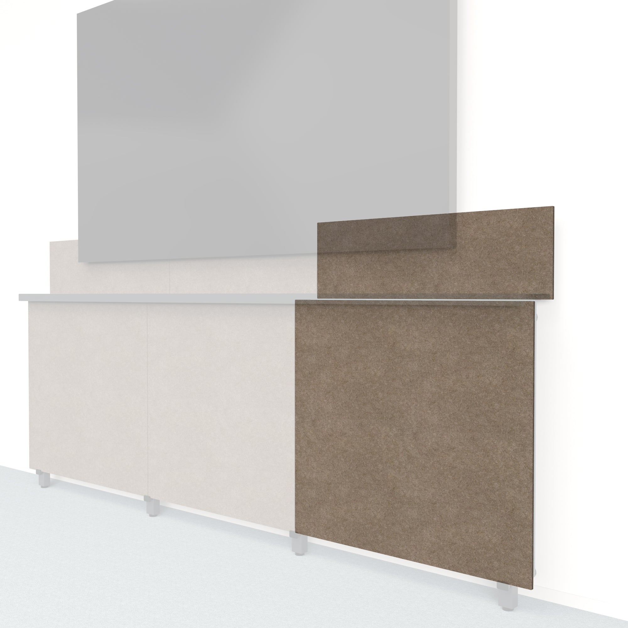 Heckler Framework Tall Outer Panel & Backsplash in Timber Felt Right — modular timber brown PET felt AV wall panel for the Heckler Framework system.