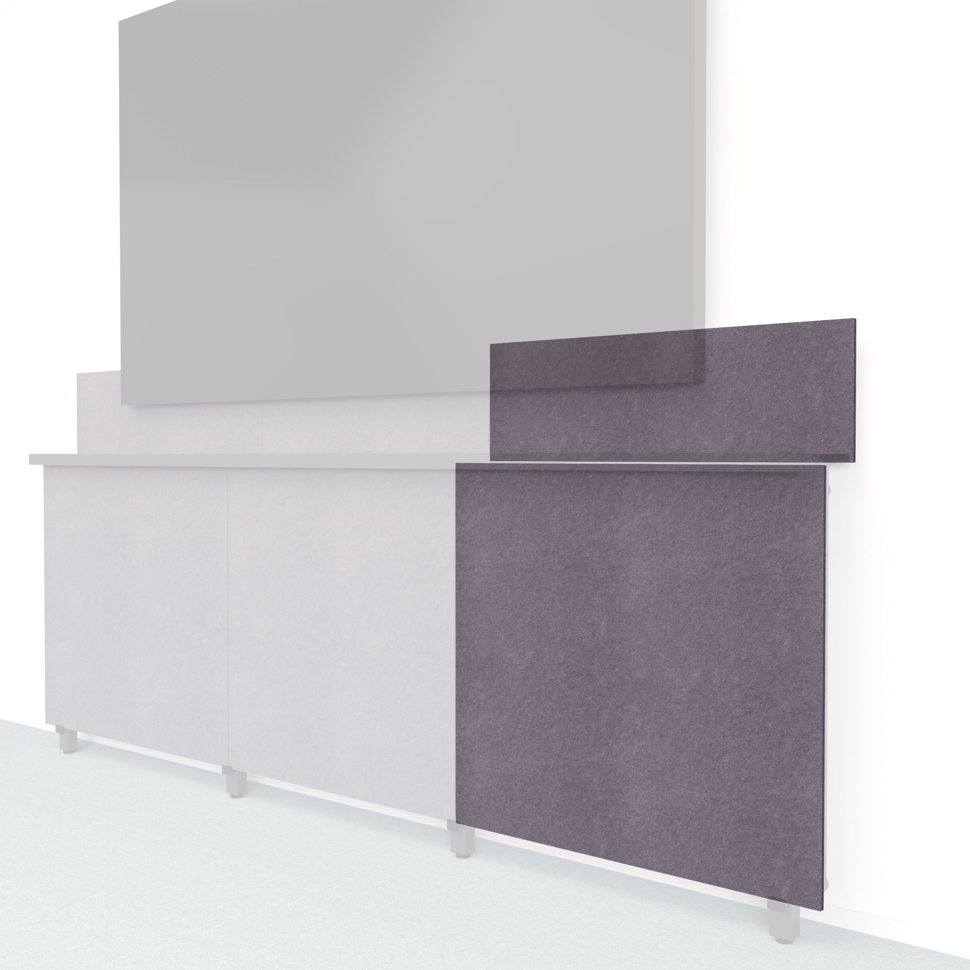 Heckler Framework Tall Outer Panel & Backsplash in Wisteria Felt Right — modular wisteria purple PET felt AV wall panel for the Heckler Framework system.