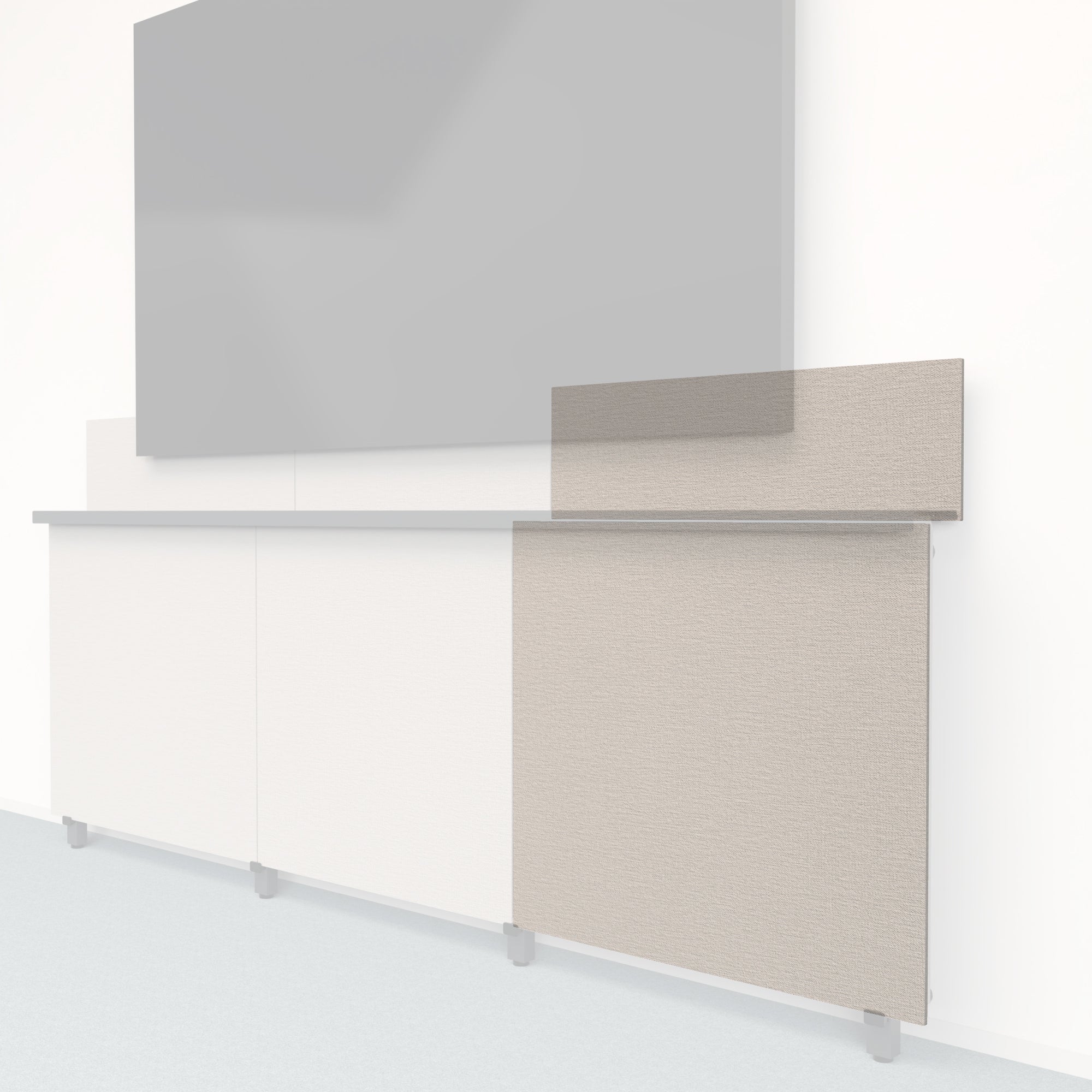 Heckler Framework Tall Outer Panel & Backsplash in Off White Maharam textile — modular textile-wrapped off-white AV wall panel for the Heckler Framework system.