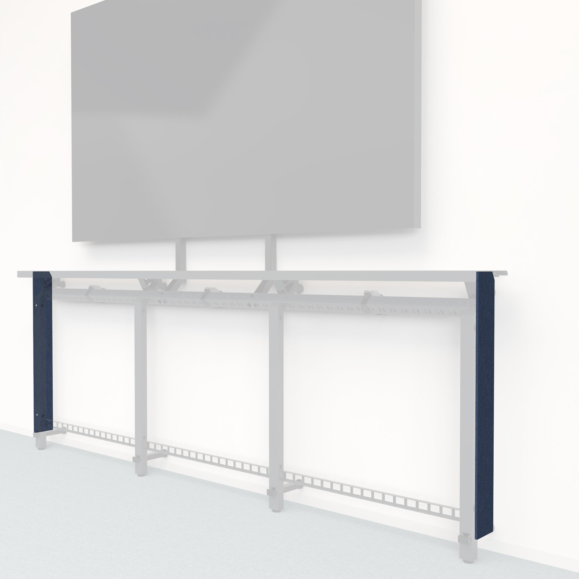Heckler Framework Tall End Cap in Indigo Felt Right — modular indigo blue PET felt end panel for the Heckler Framework AV wall system.