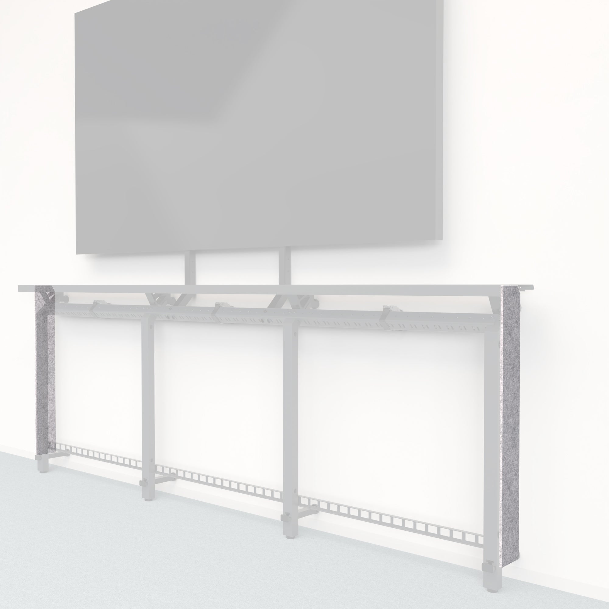 Heckler Framework Tall End Cap in Nickel Felt Right — modular nickel silver PET felt end panel for the Heckler Framework AV wall system.