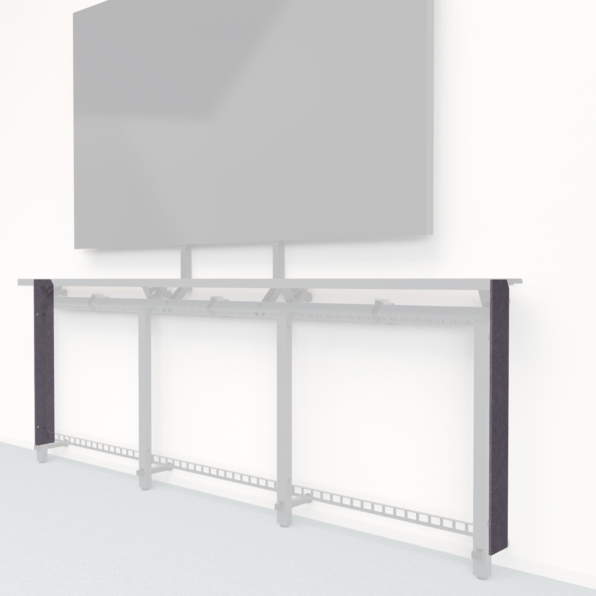 Heckler Framework Tall End Cap in Wisteria Felt Right — modular wisteria purple PET felt end panel for the Heckler Framework AV wall system.