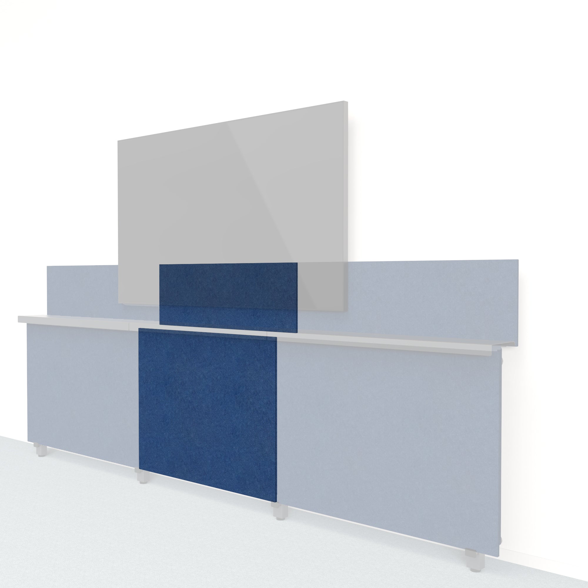 Heckler Framework Short Inner Panel & Backsplash in Admiral Felt Right — modular admiral navy PET felt AV wall panel for the Heckler Framework system.