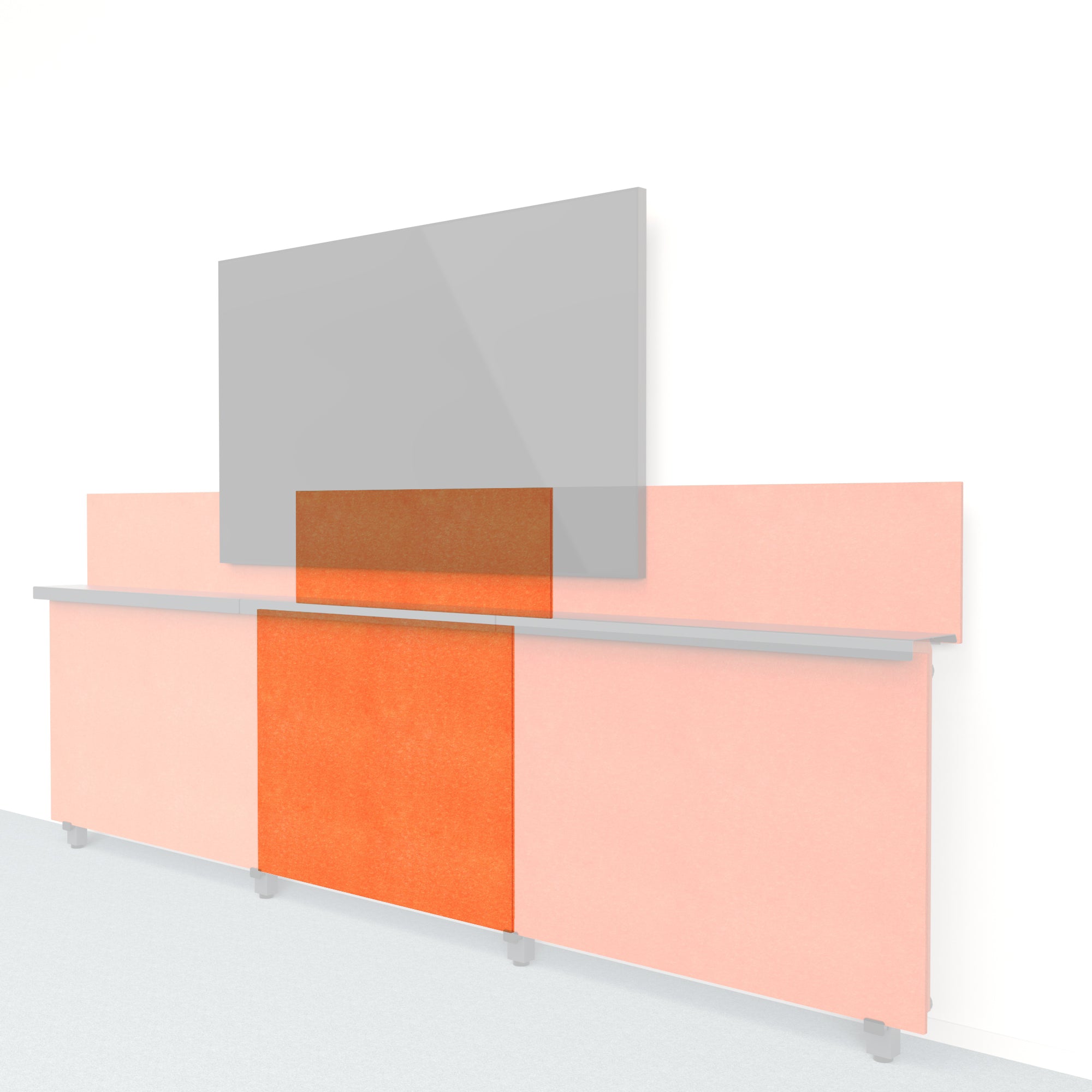 Heckler Framework Short Inner Panel & Backsplash in Aries Felt Right — modular aries red PET felt AV wall panel for the Heckler Framework system.