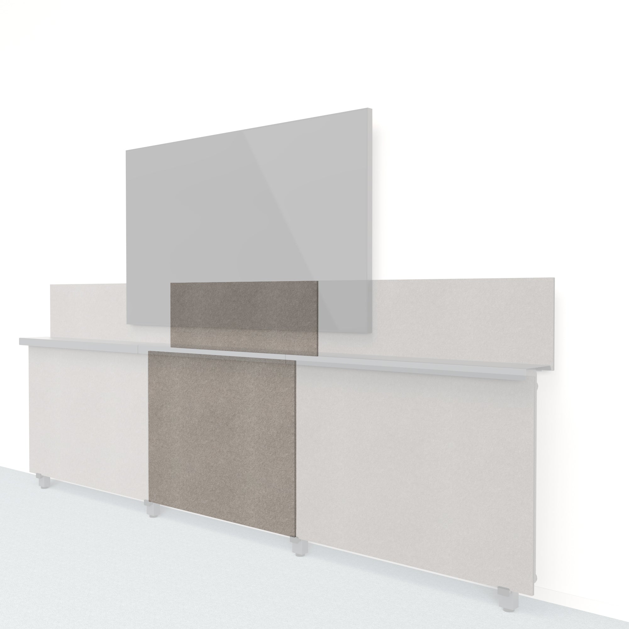 Heckler Framework Short Inner Panel & Backsplash in Ash Felt Right — modular ash gray PET felt AV wall panel for the Heckler Framework system.