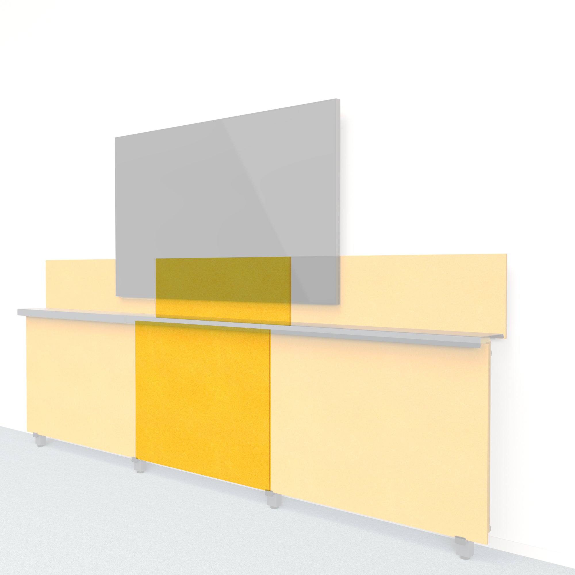 Heckler Framework Short Inner Panel & Backsplash in Citrine Felt Right — modular citrine yellow PET felt AV wall panel for the Heckler Framework system.