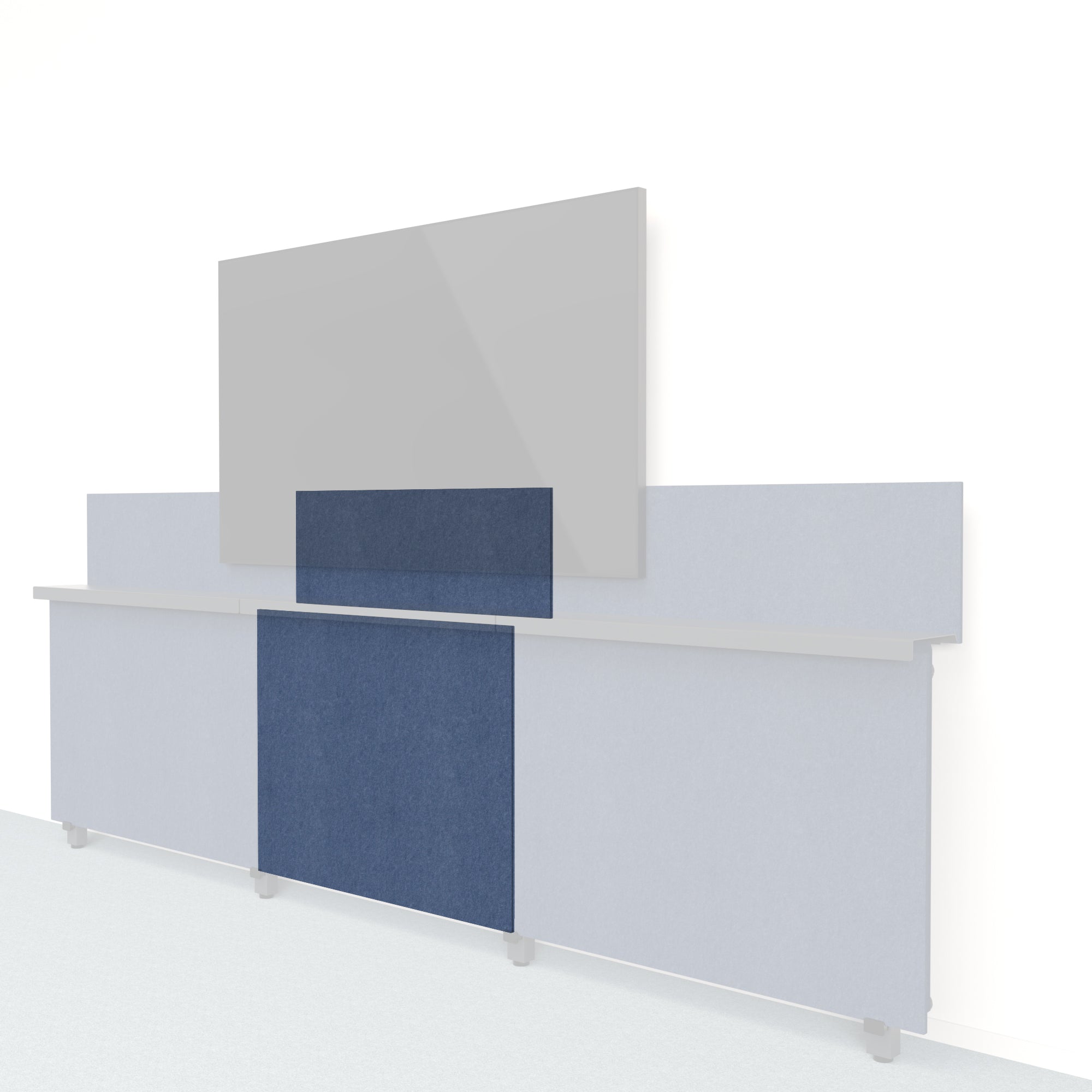 Heckler Framework Short Inner Panel & Backsplash in Indigo Felt Right — modular indigo blue PET felt AV wall panel for the Heckler Framework system.