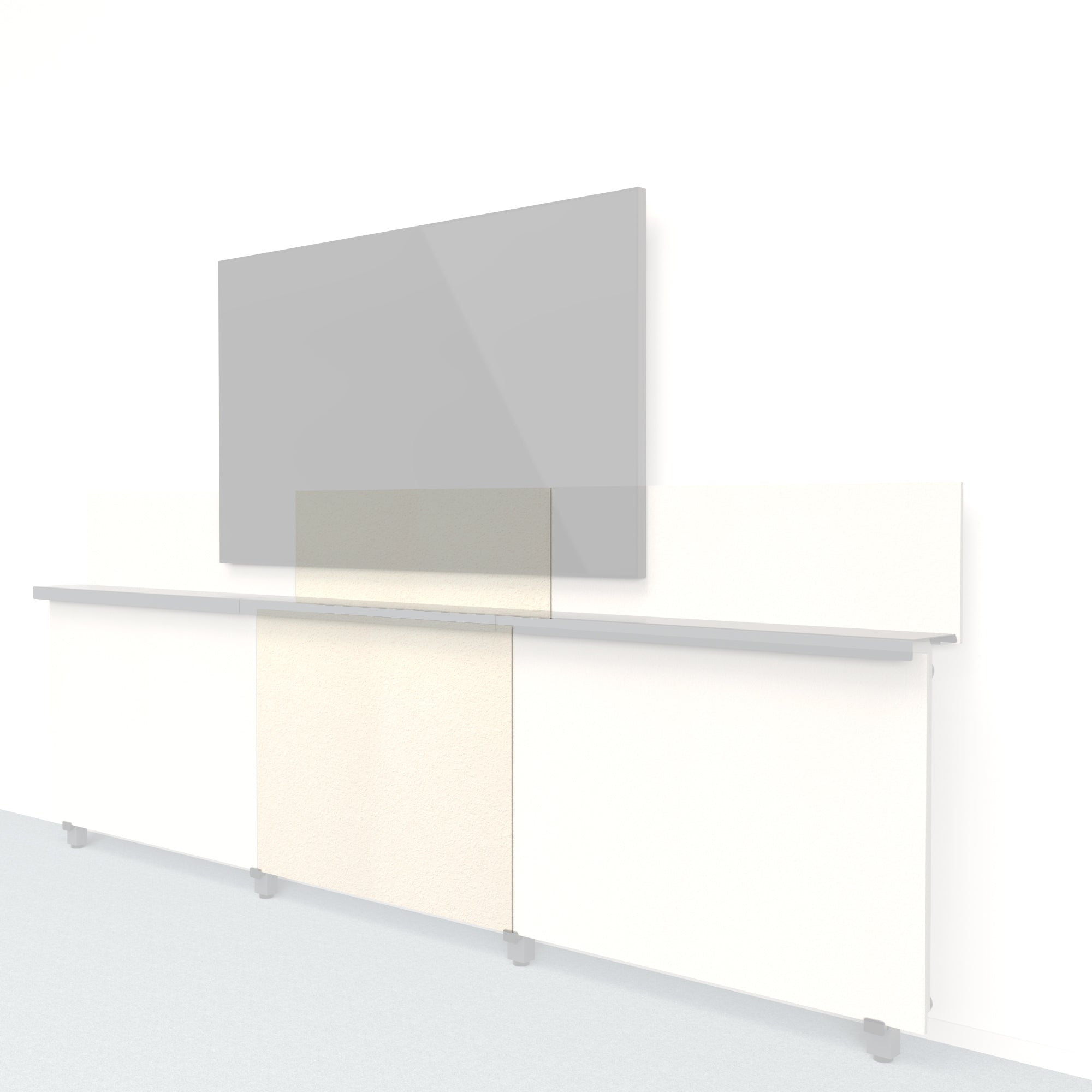 Heckler Framework Short Inner Panel & Backsplash in Ivory Felt Right — modular ivory PET felt AV wall panel for the Heckler Framework system.